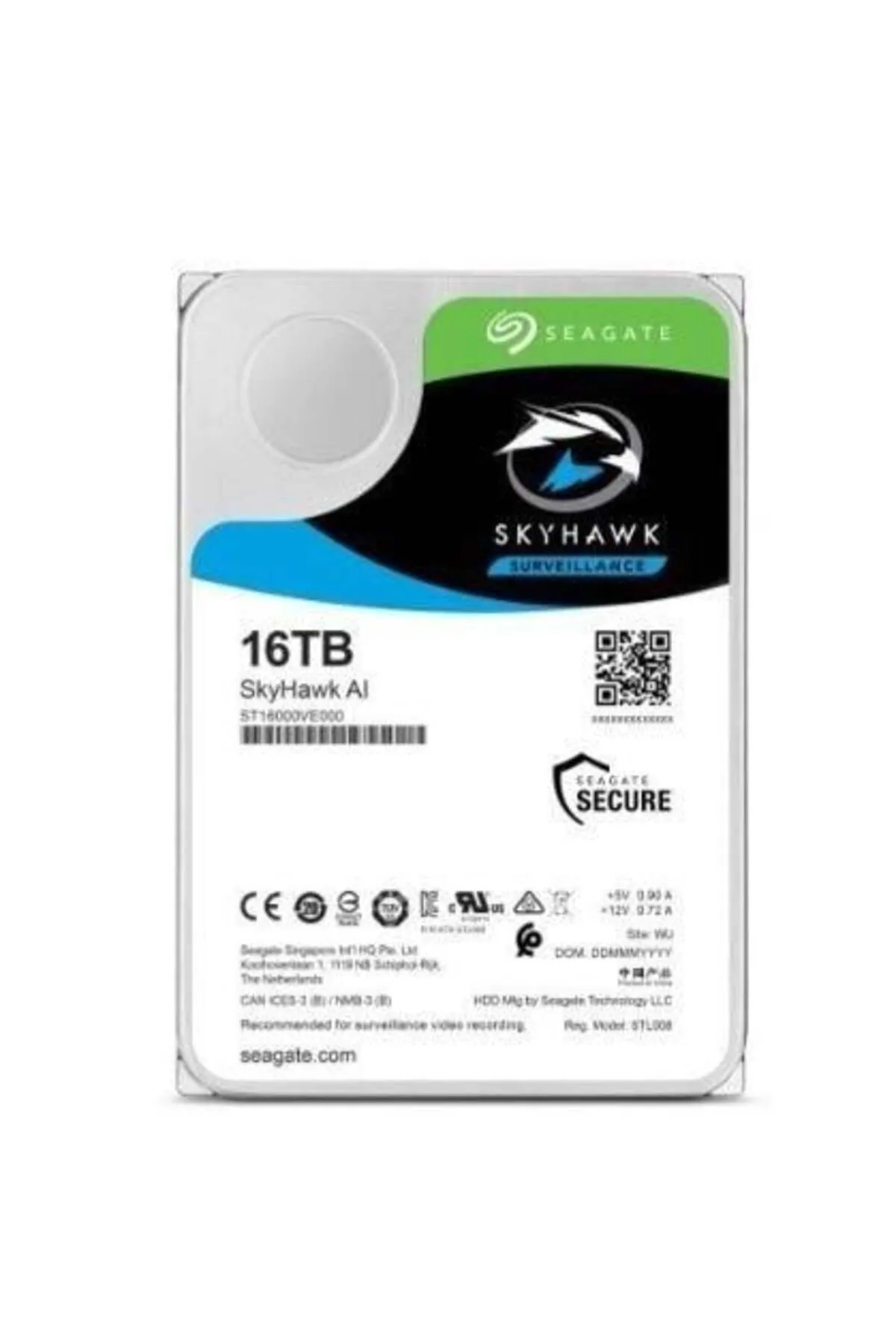 Seagate 3.5" 16tb Skyhawk St16000ve002 7200 Rpm 256mb Sata-3 Güvenlik Diski