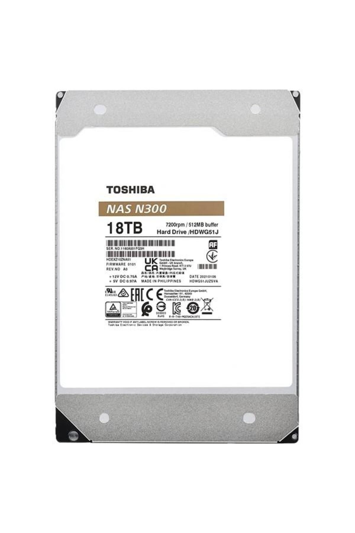 Toshiba 3.5" 18tb N300 Hdwg51juzsva 7200 Rpm 512mb Sata-3 Nas Diski