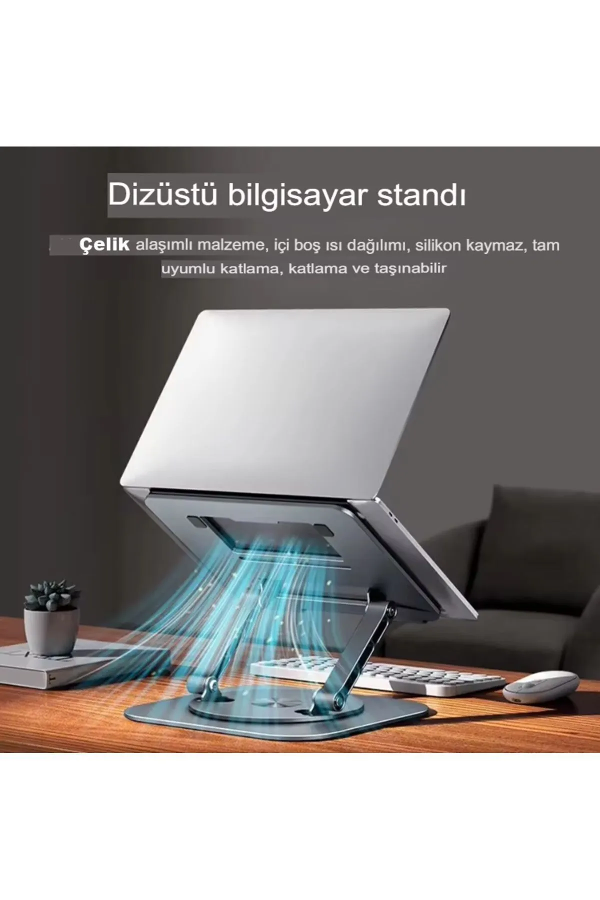 Tisul 360'Dönen Çelik Katlanabilir Laptop Dizüstü Stant Standı Tablet Için Masaüstü Tablet Telefon Tutucu