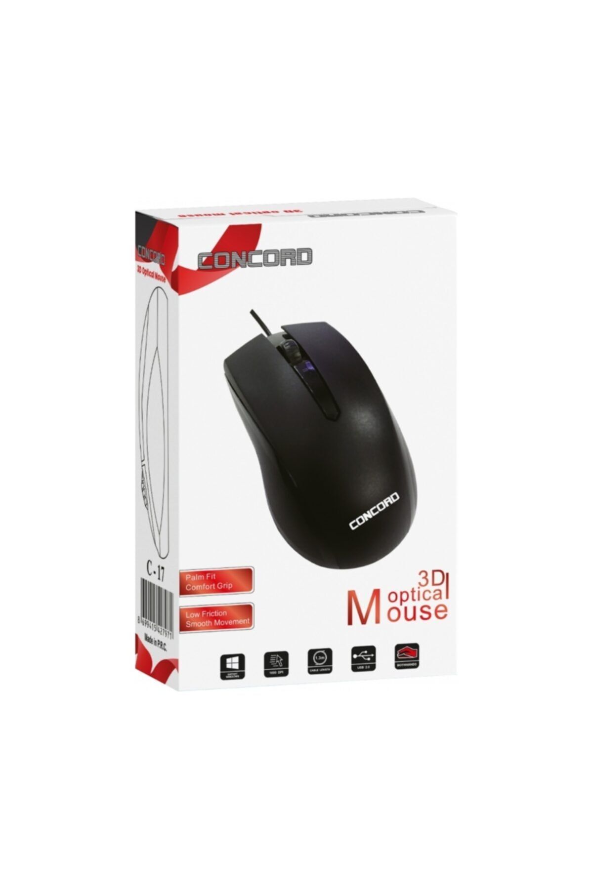 Concord 3d Kablolu 1000 Dpı Ev Ofis Optik Mouse Fare C-17