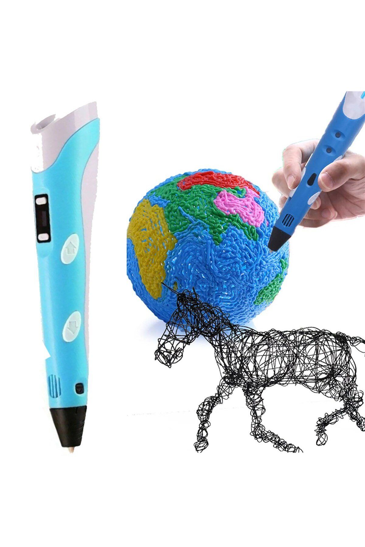 Hediye Rüzgarı 3d Pen - Üç Boyutlu Yazıcı Kalem Printer 3 Renk Filament