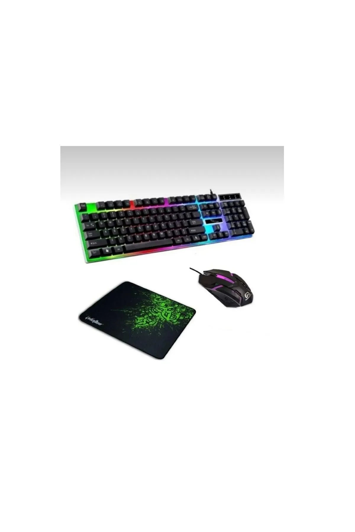 fortrek 3in1 Oyuncu Klavye Mouse Mause Pad Seti Kablolu Rgb Aydınlatmalı Set Gamer Pc Oyun Seti Klavye Razer