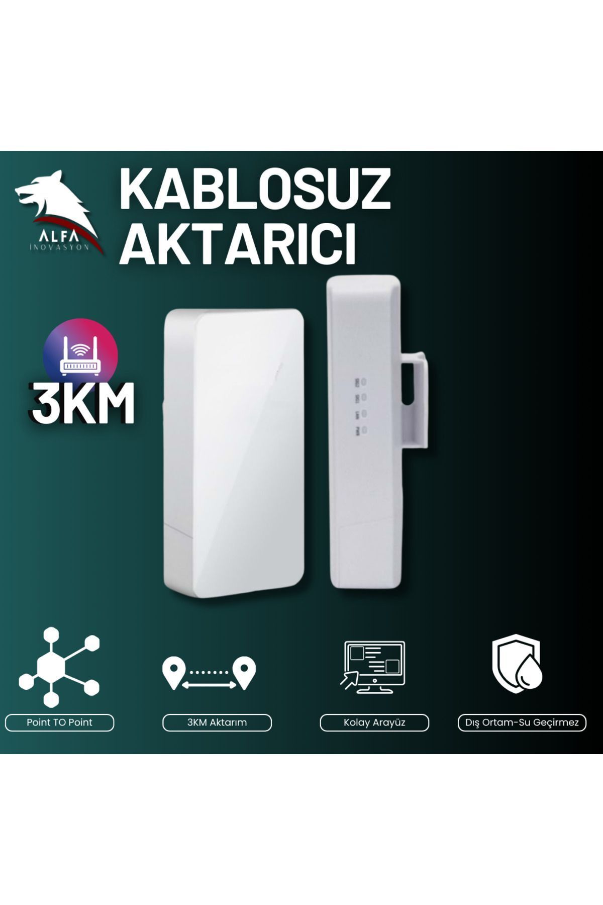 Alfa 3km Access Point Takım 2’li Tak Çalıştır