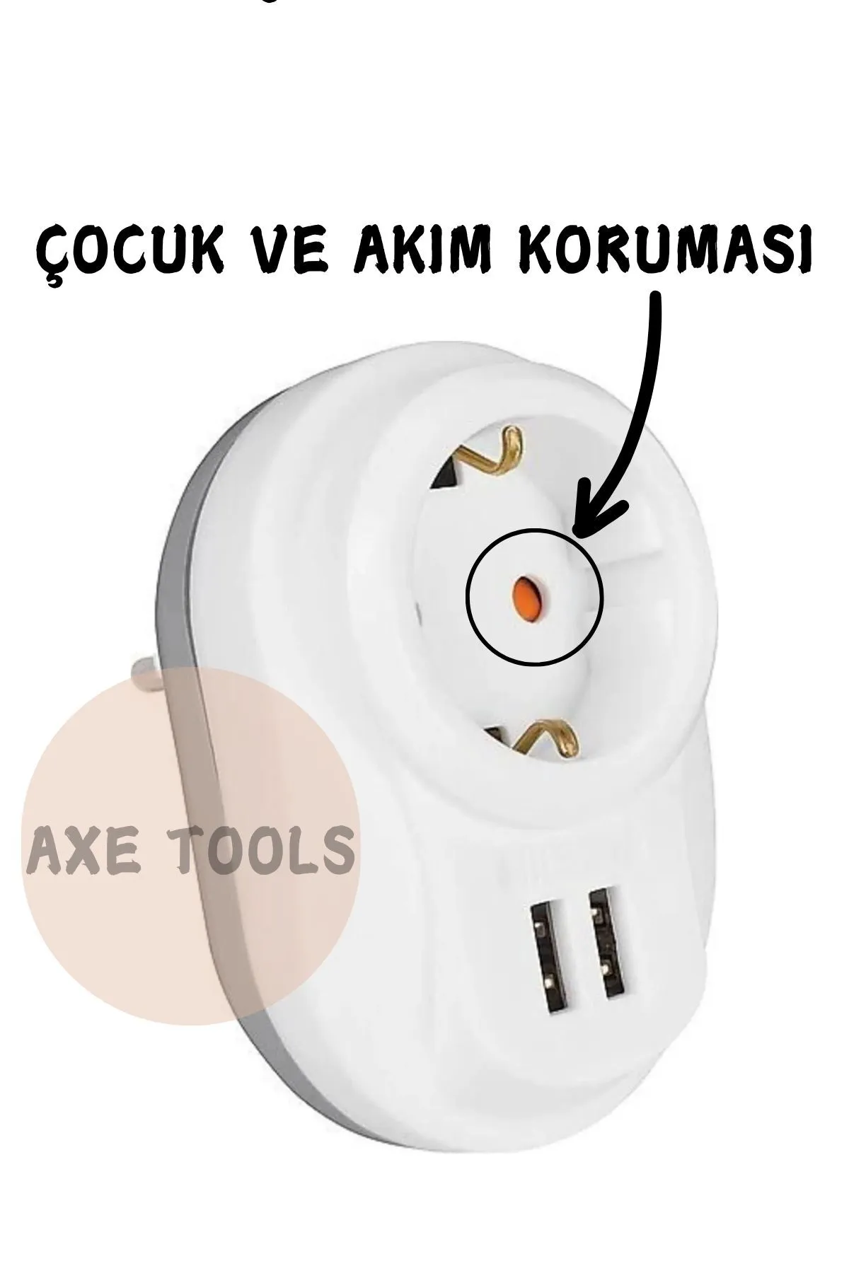 Axe Tools 4 Adet Çift Usb Akım Korumalı Çocuk Güvenlikli Priz TSE CE BELGELİ