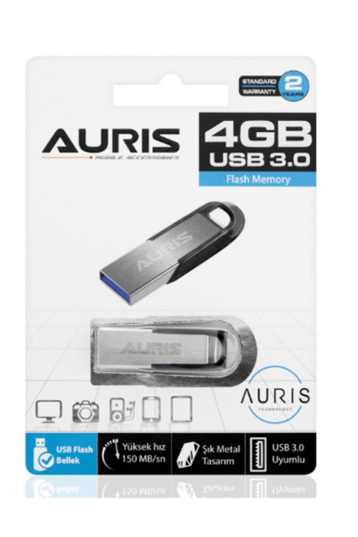 Auris 4 Gb Usb Flash Bellek 150mb/sn Hız Şık Metal Usb Bellek Flash Memory