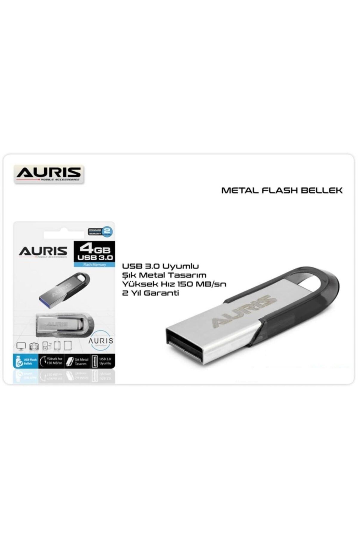 Auris 4 Gb Usb Flash Bellek 150mb/sn Hız Şık Metal Usb Bellek Flash Memory