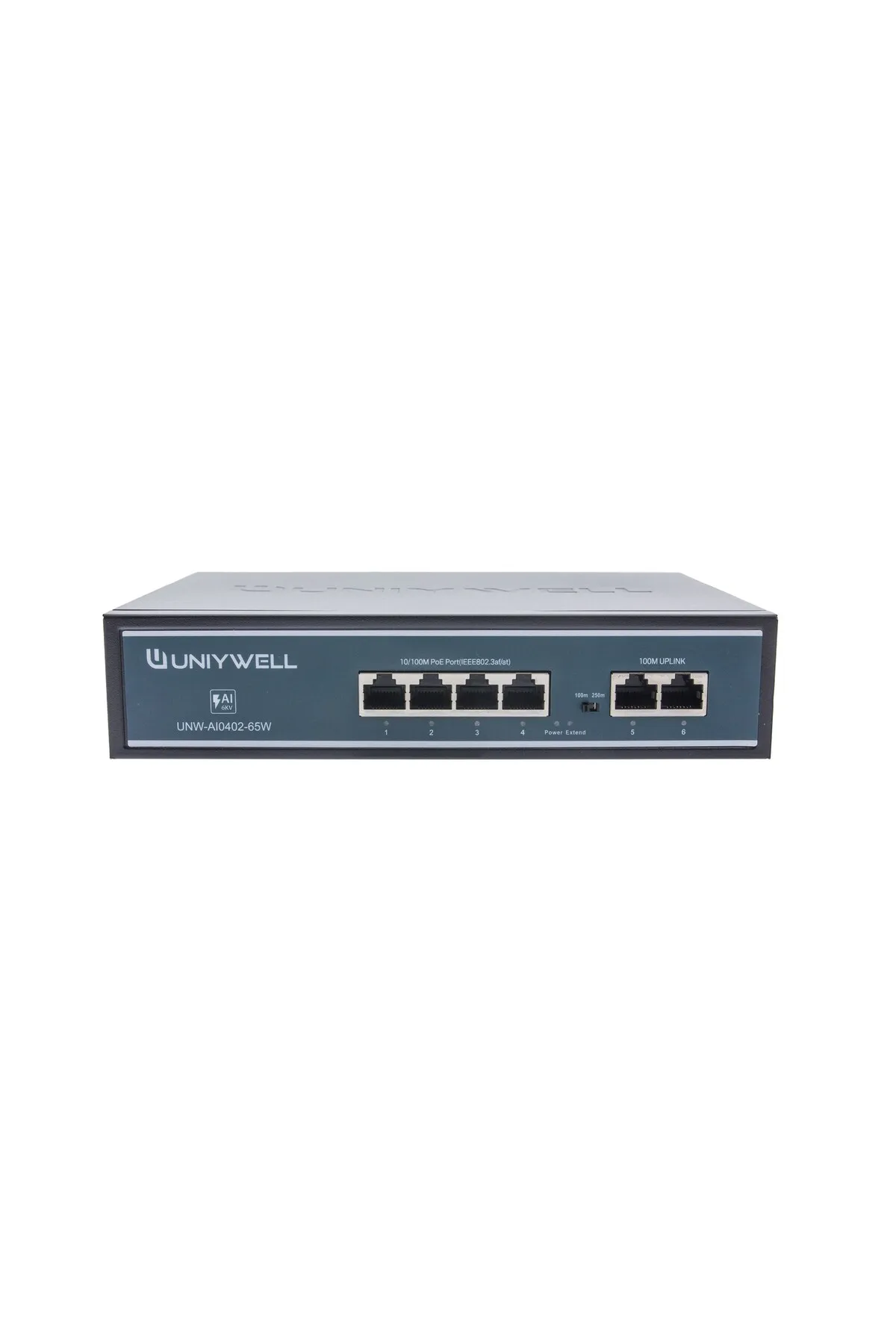 UNIYWELL 4 Port PoE Switch + 2 Uplink | 65W İç Güç Ünitesi | UNW-AI0402-65W