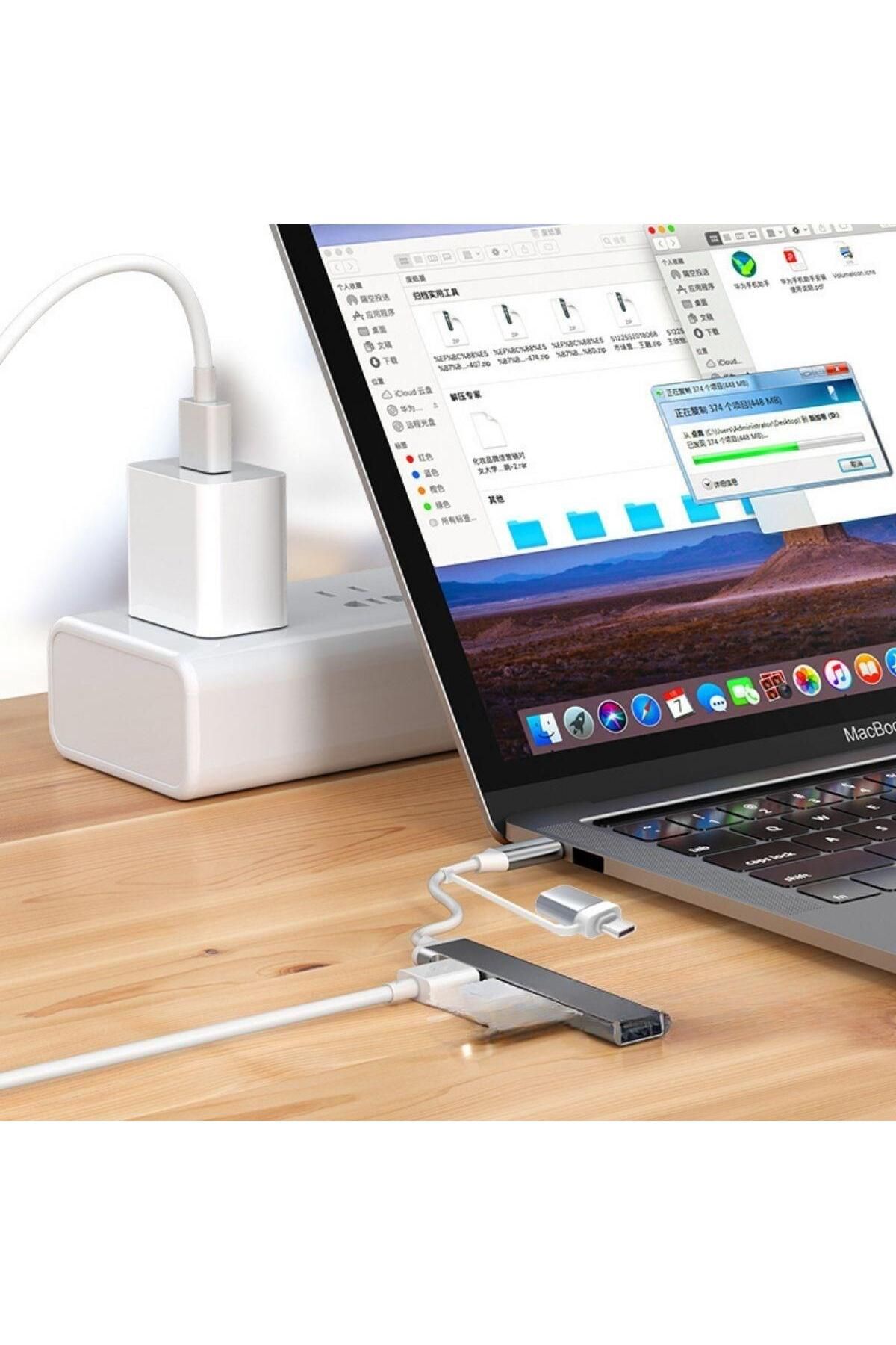 NLB TİCARET 4 Port'lu Bağlantı İstasyonu Ultra İnce USB Bölücü TYPE-C tipi Çoklu Arayüz Adaptörü Multi Usb