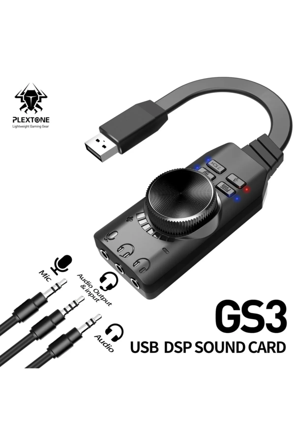 Alfais 4677 Usb Harici Ses Kartı 7.1 Dönüştürücü Plextone Gs3 Pubg Lol Mikrofon Destekli