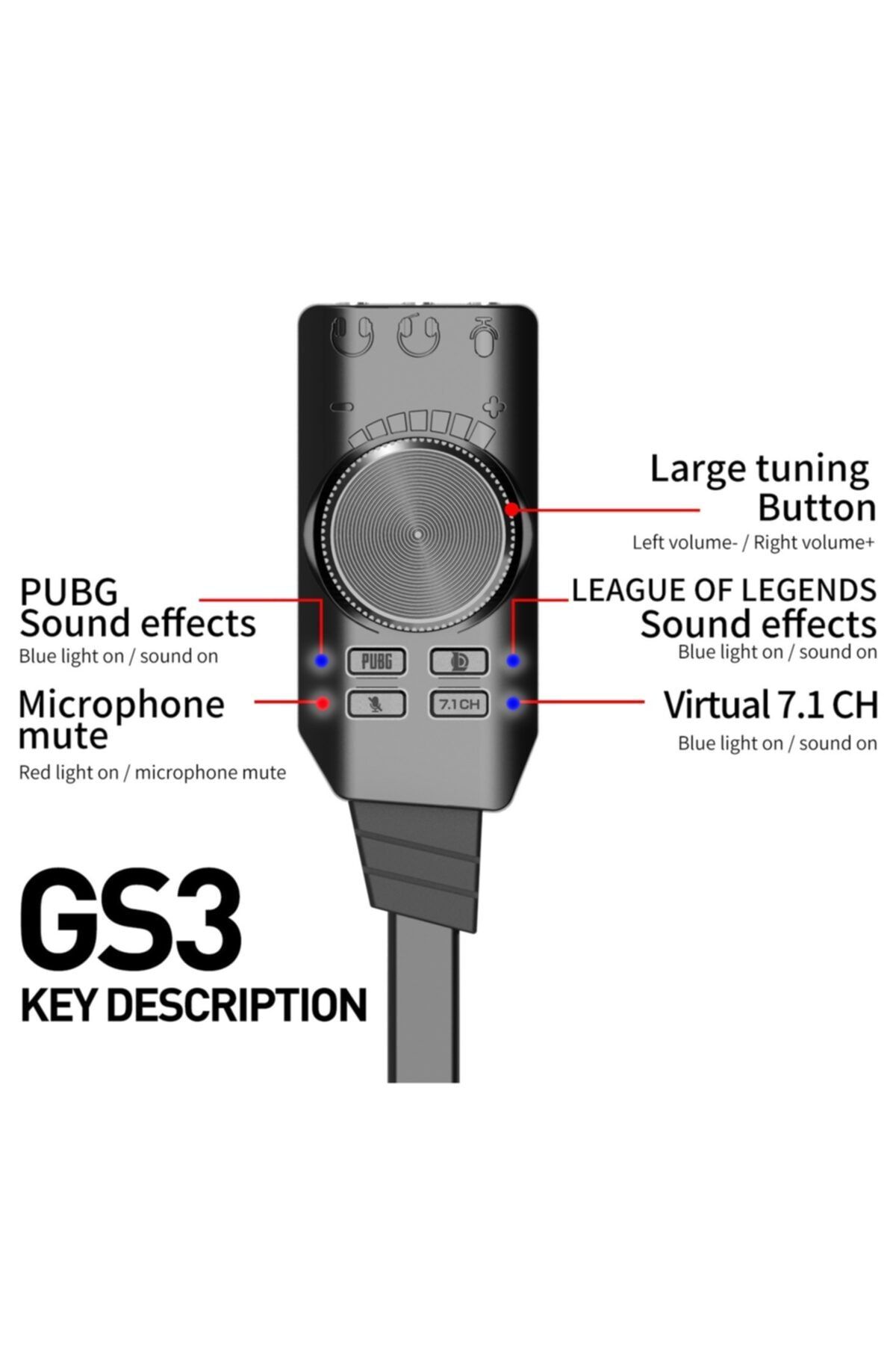 Alfais 4677 Usb Harici Ses Kartı 7.1 Dönüştürücü Plextone Gs3 Pubg Lol Mikrofon Destekli