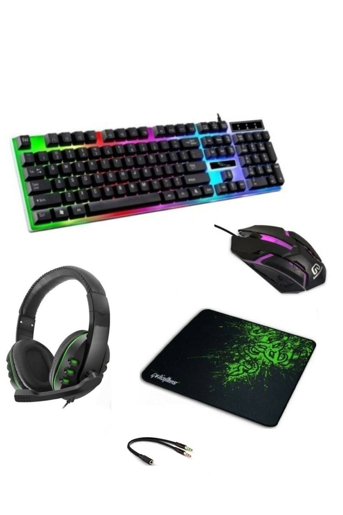 Voground 4in1 Rgb Klavye Mause Razer Pad Kulaklık Oyuncu Gaming Set Nuo