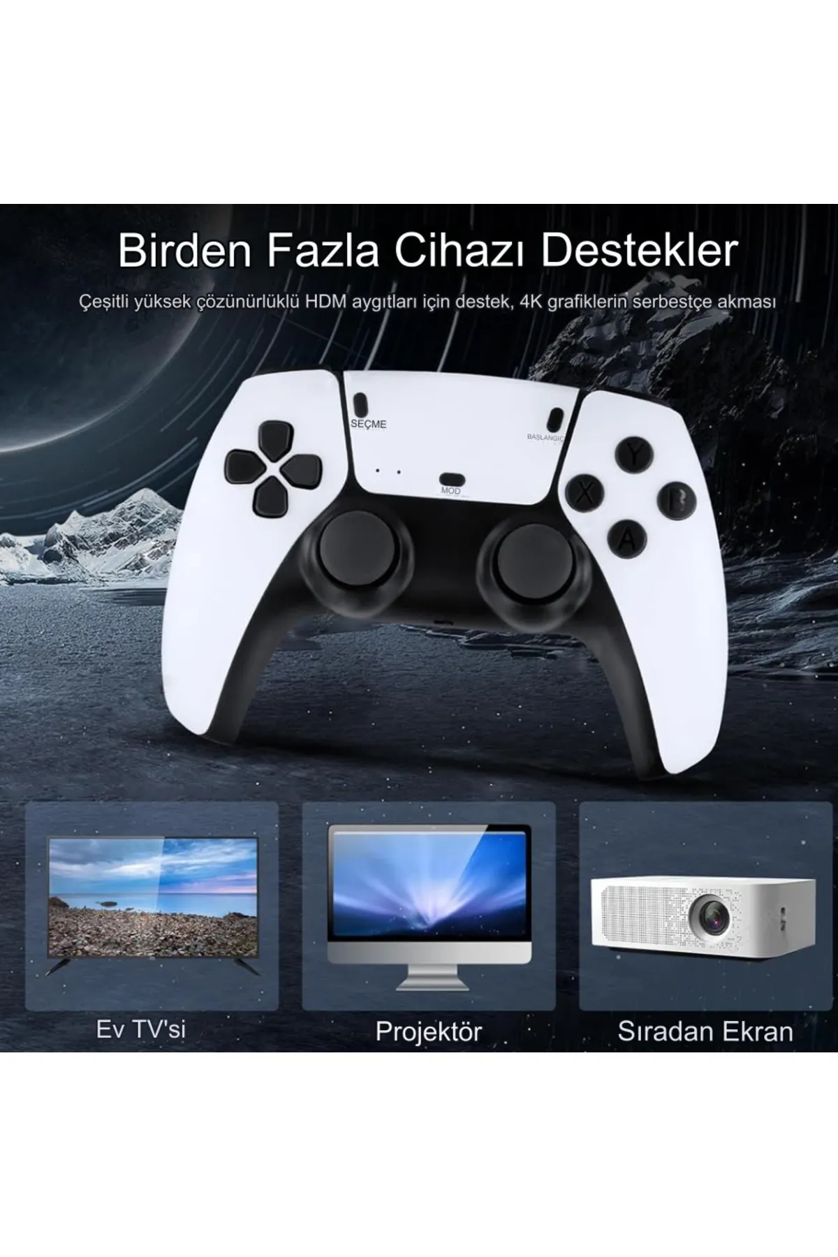 qasul 4K Full HD Gamepad Kablosuz HDMI Android TV Uyumlu Taşınabilir Atari Gamebox Konsol Oyunları