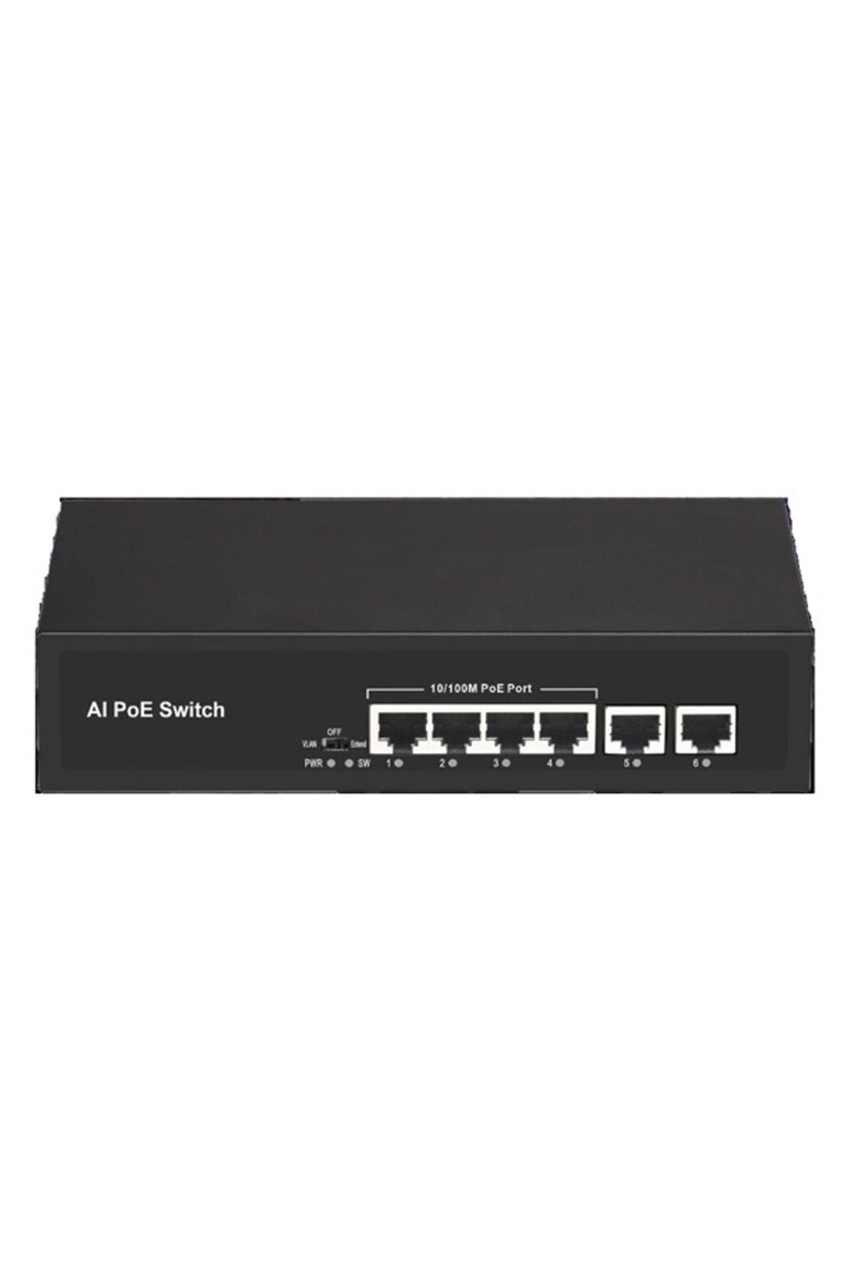 ODS 4port +2 UPLINK 60w FULL PoE 08ODS-4P2U 10/100 Yönetilemez Switch Uyumlu