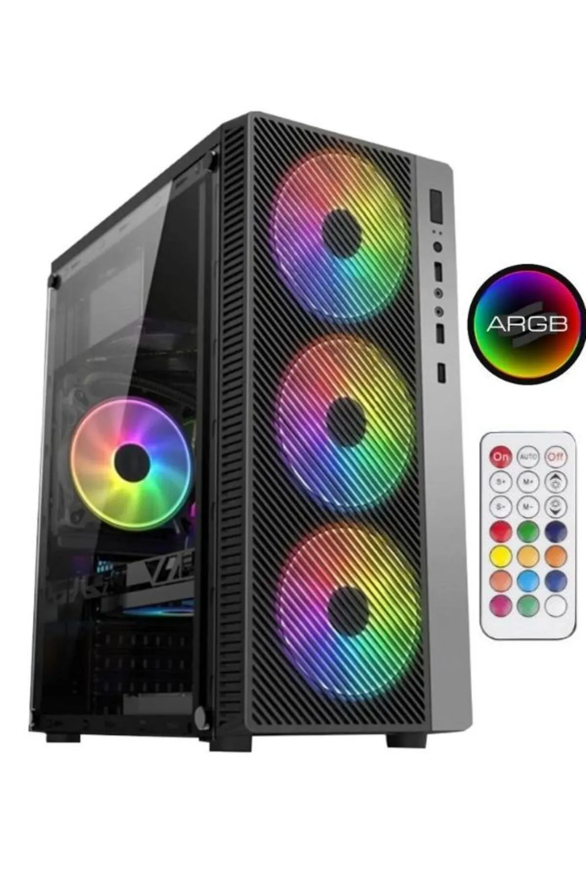 Sarftech 4x12cm ARGB ATX Kasa Kumandalı Aydınlatmalı Gaming Oyuncu Bilgisayar Kasası