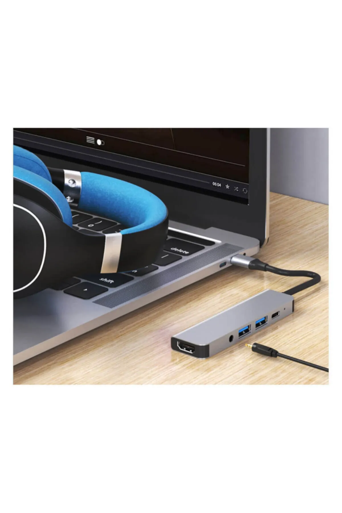 WOZLO 5 In 1 Usb Type-c 3.1 - Hdmi Ses Stereo Usb-c 3.0 Çevirici Adaptö