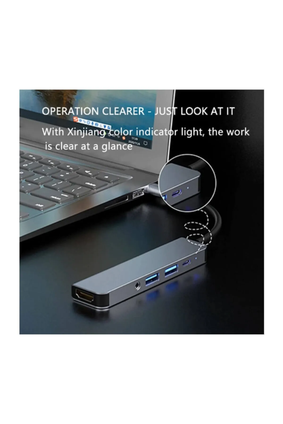 WOZLO 5 In 1 Usb Type-c 3.1 - Hdmi Ses Stereo Usb-c 3.0 Çevirici Adaptö