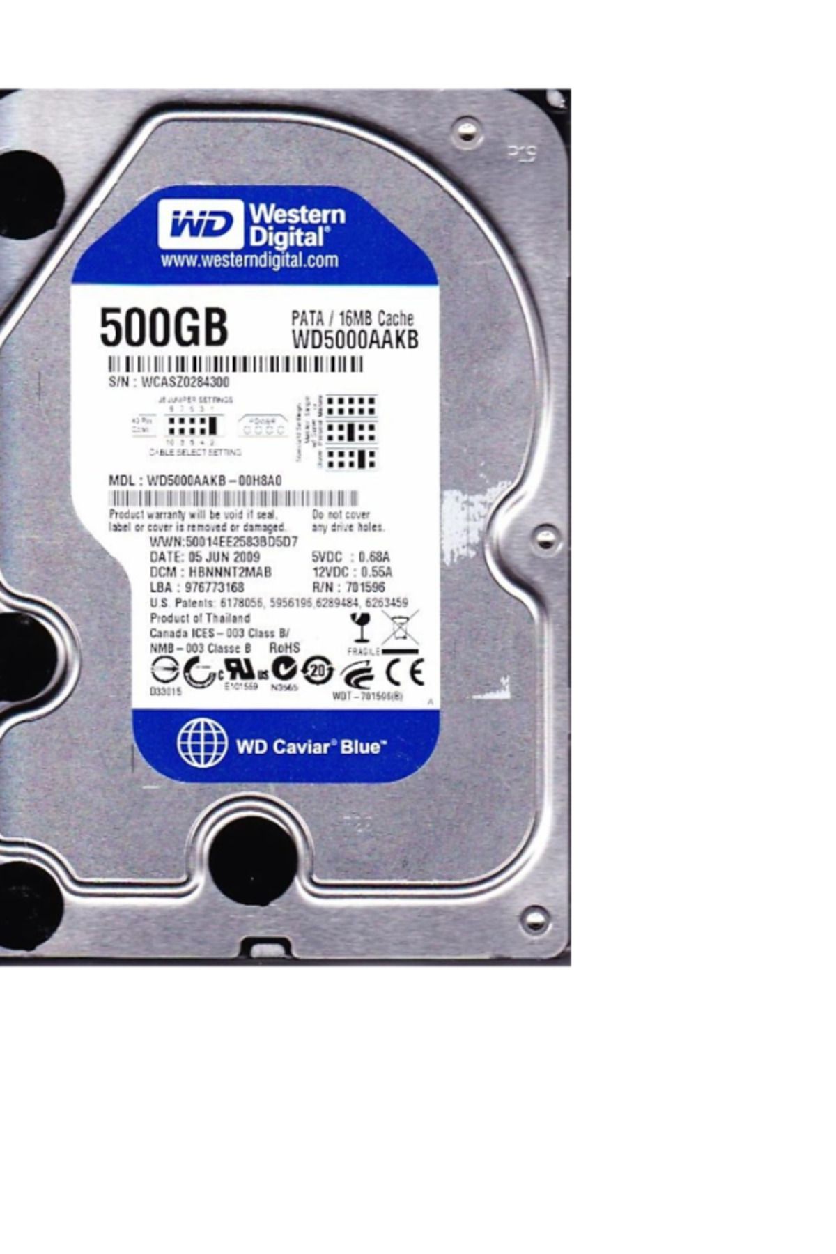 WD 500gb 3.5" Ide 500gb 7200rpm 16mb 5000aakb (ESKİ TİP IDE) Harddisk