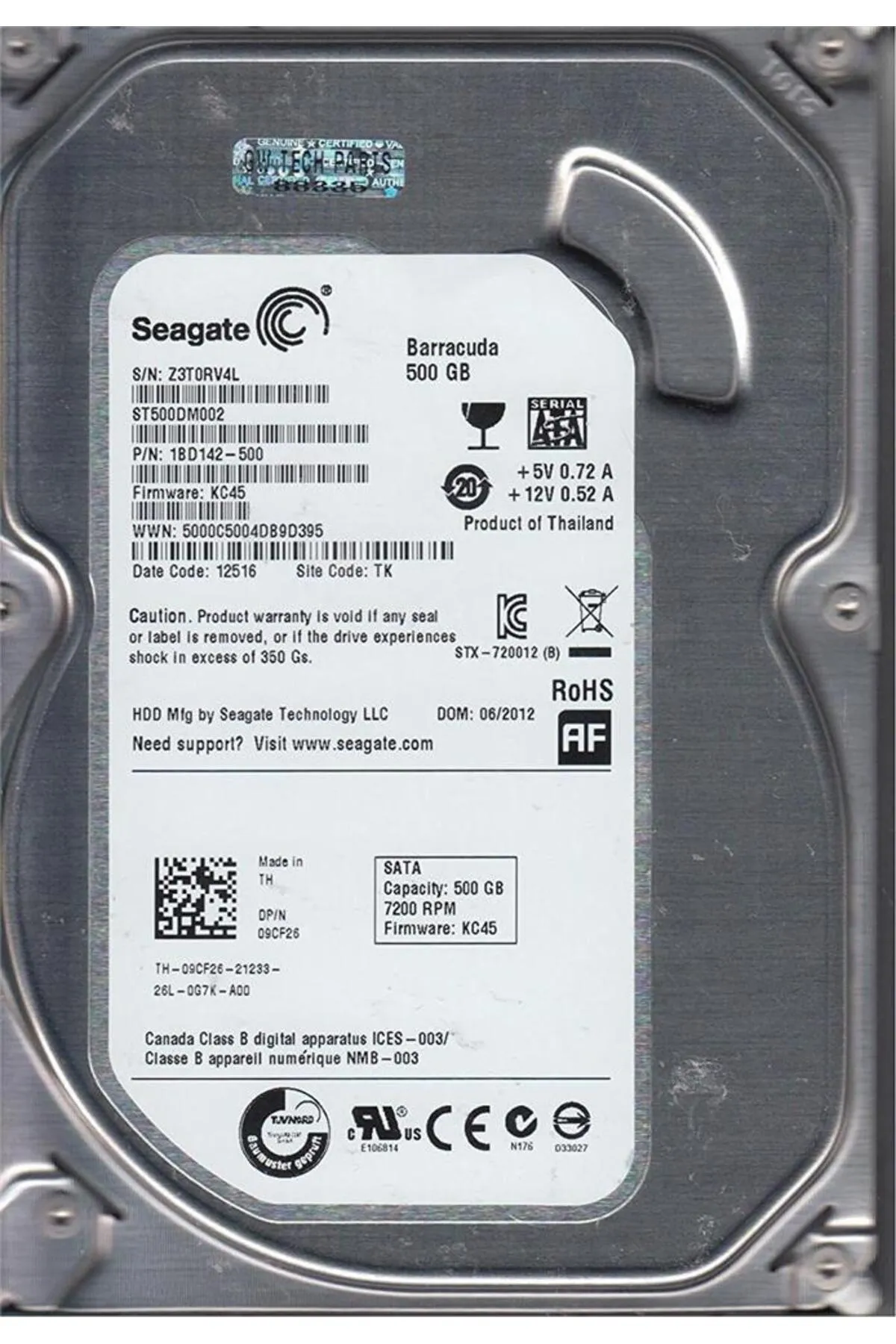 Seagate 500gb St500dm002 Barracuda Sata 3.0 7200 Rpm 3.5" Harddisk (İTHALAT)