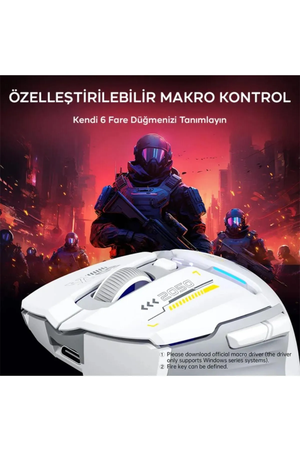 Polham 500mah Şarjlı 10000dpi Kablosuz Oyuncu Mouse, Ultra Sessiz Gecikmesiz Rgb Işıklı 3 Modlu Mous