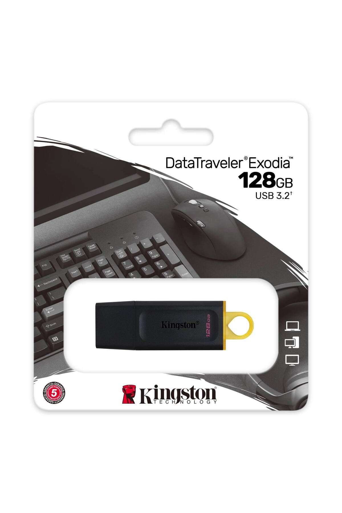 Kingston 50'Lİ AVANTAJ PAKET 128 GB USB3.2 KINGSTON DATA TRAVELER EXODIA SIYAH/SARI (DTX/128GB)