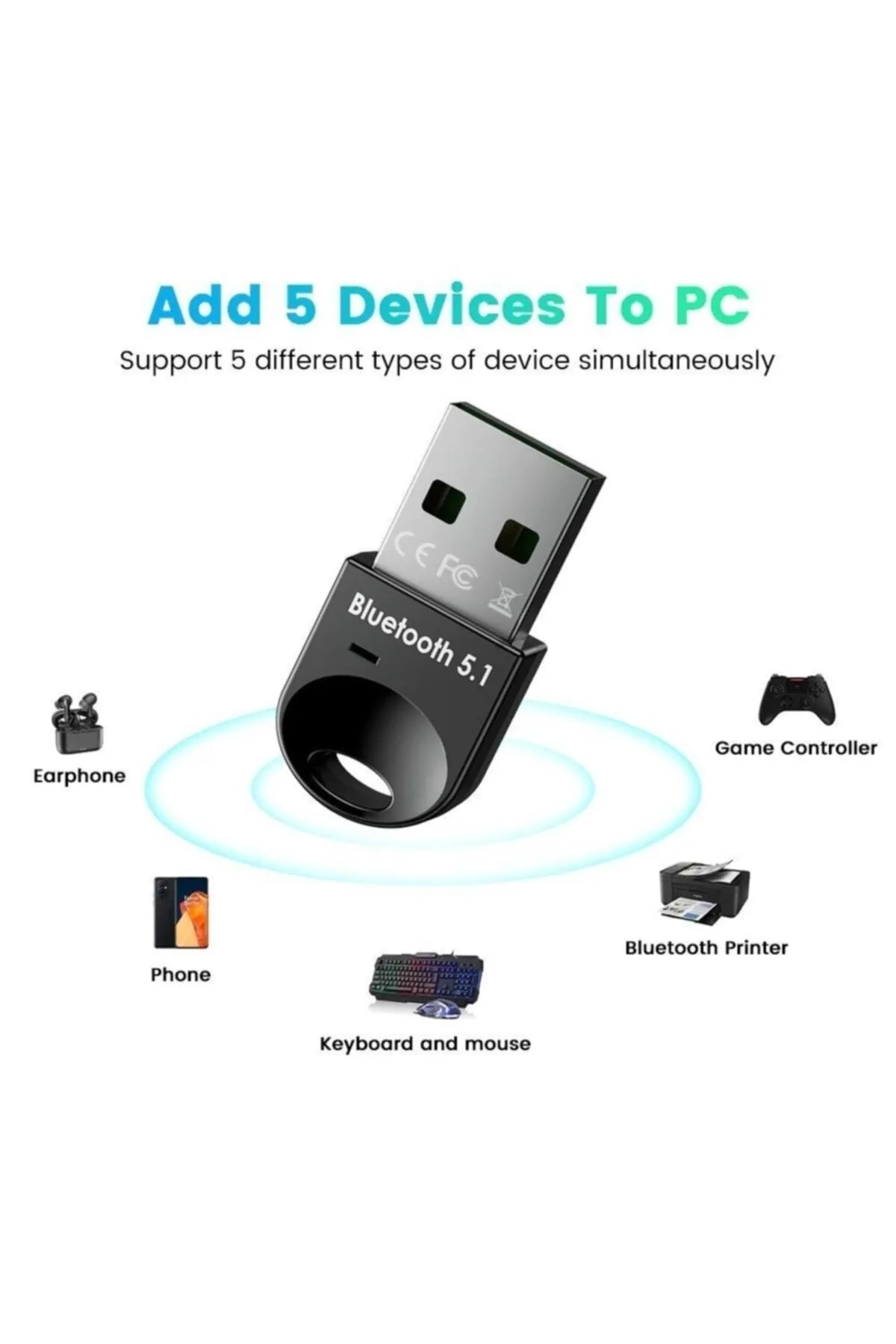 ZRH 5.1 Edr Mini Dongle Usb Bluetooth Adaptörü