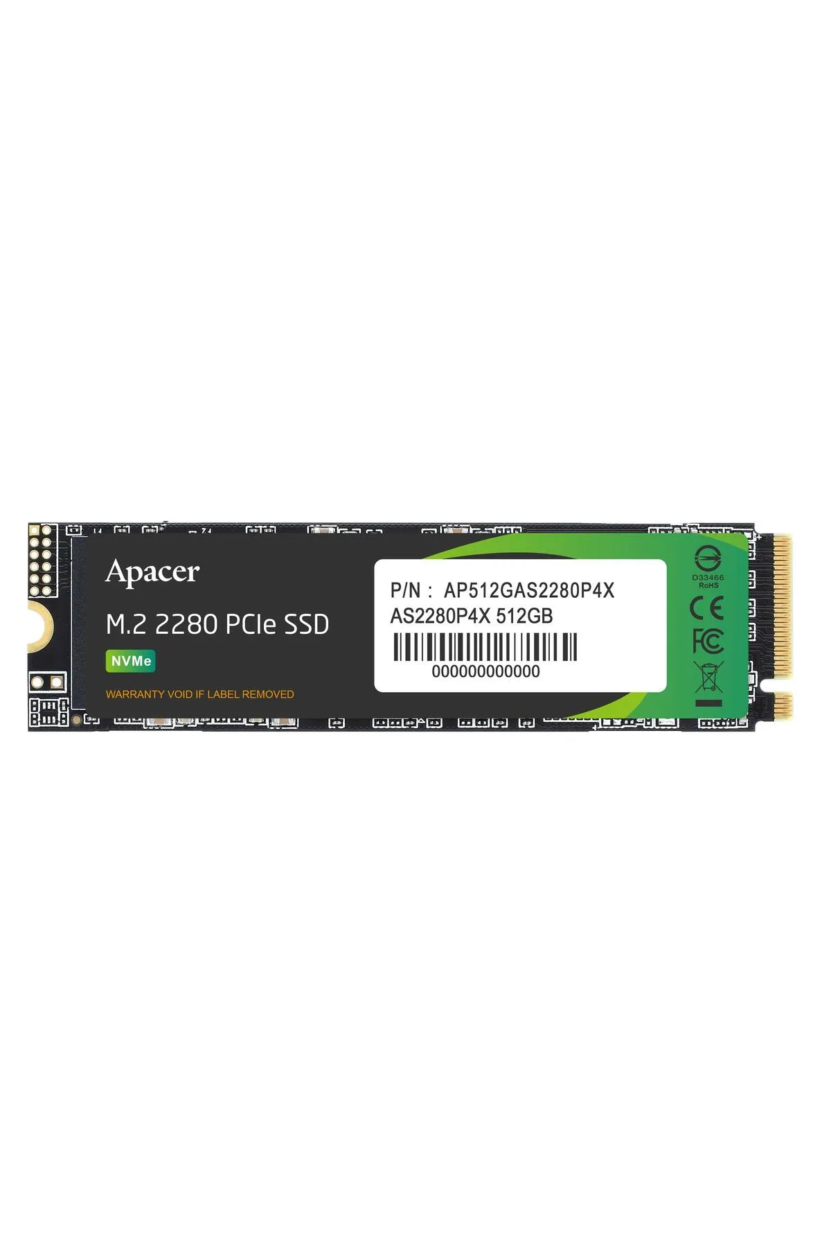 Apacer 512GB 2100/1500 MB/s PCIE GEN3x4 NVME SSD AP512GAS2280P4X-1