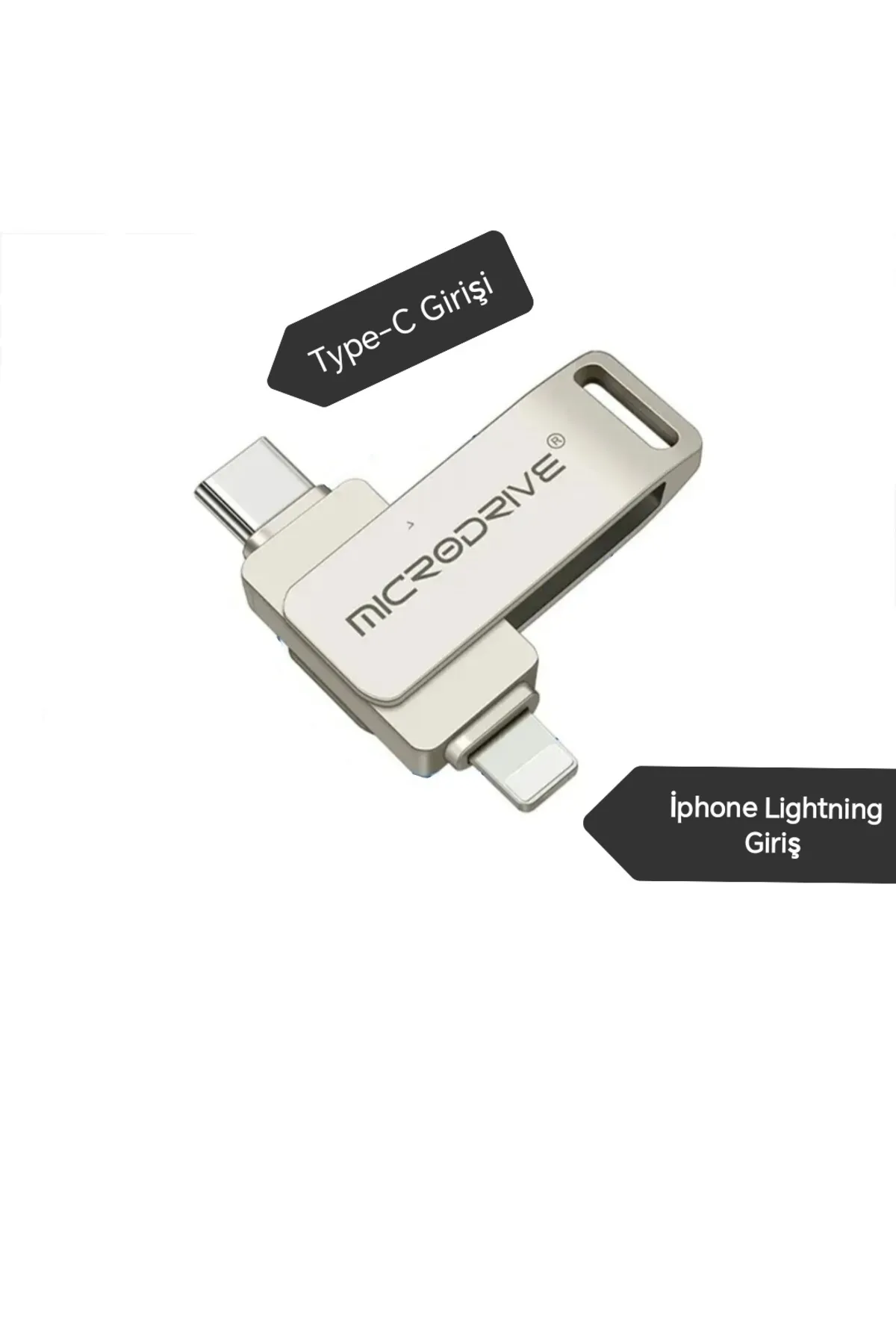 MicroDrive 512Gb. İphone Lightning ve Type-C Samsung Huawei Xiaomi Flash Bellek Otg Çift Taraflı Metal Sağlam