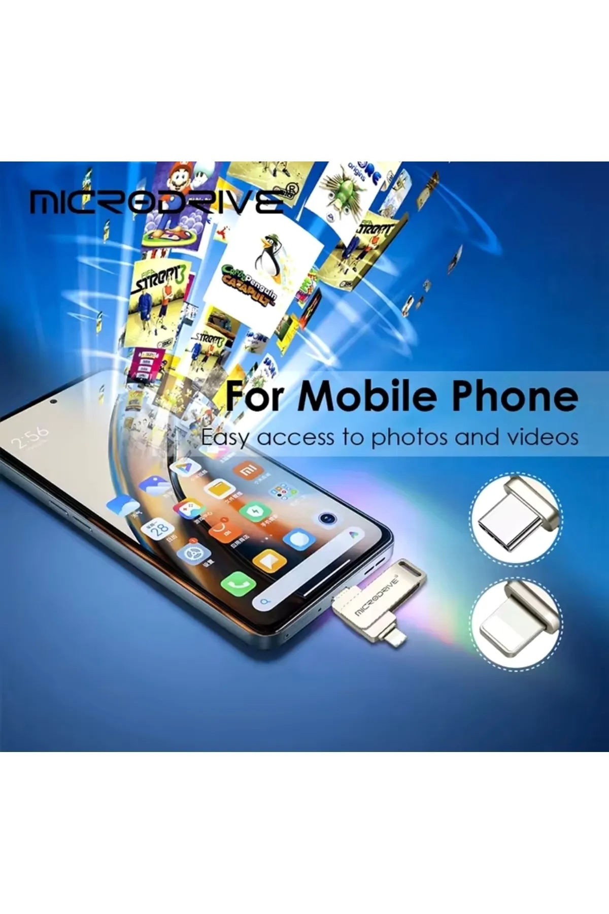 MicroDrive 512Gb. İphone Lightning ve Type-C Samsung Huawei Xiaomi Flash Bellek Otg Çift Taraflı Metal Sağlam