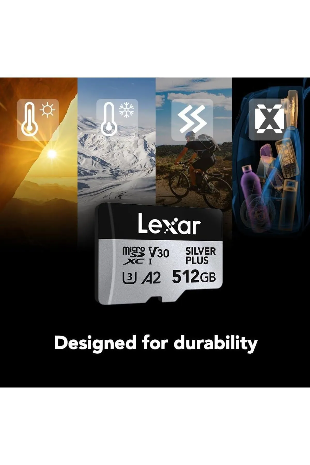 Lexar 512GB Silver Plus 205mb 4K V30 UHSI Micro SD Hafıza Kartı