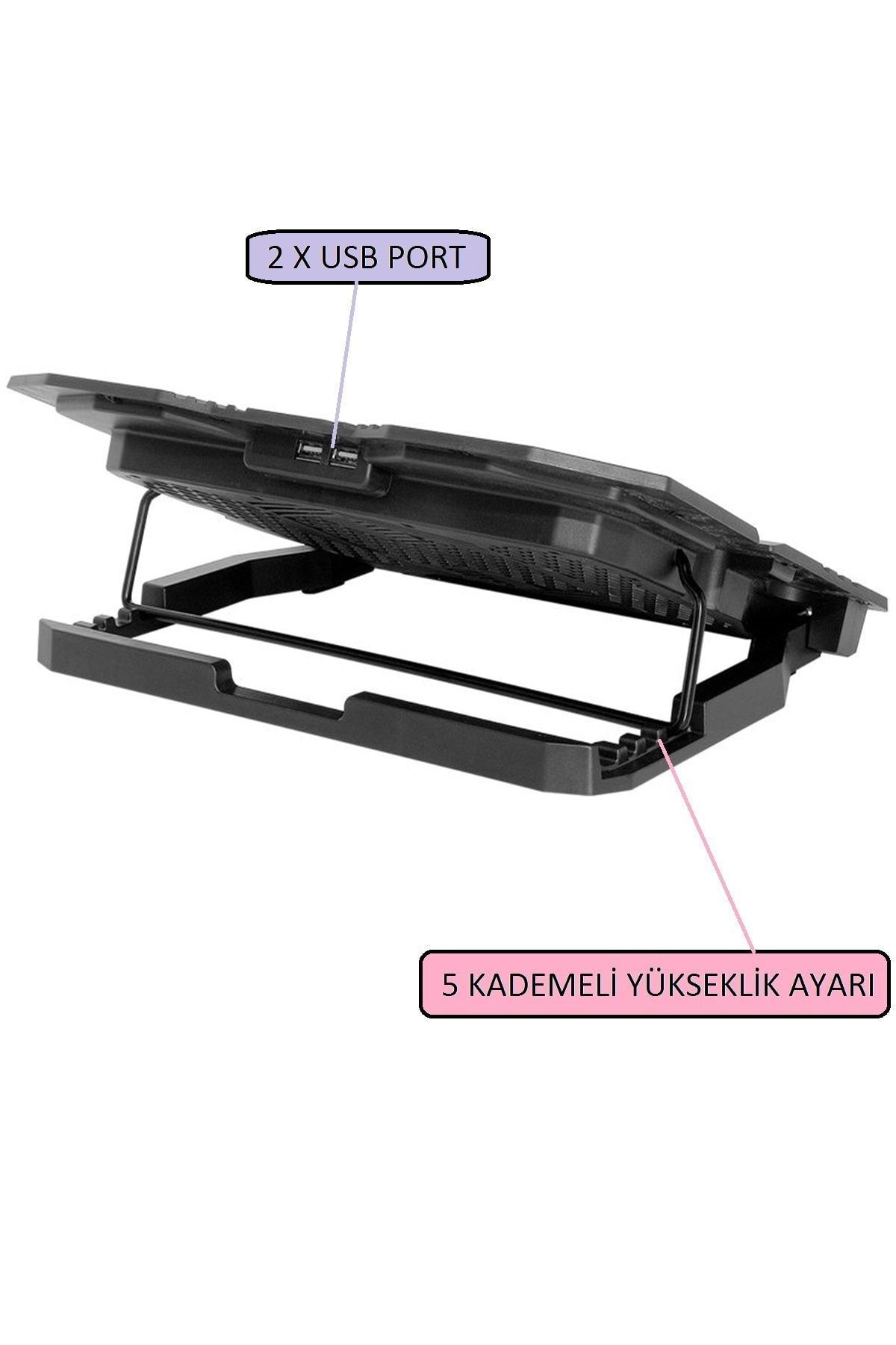 Frisby 5232st 5 Adet Işıklı Fanlı Full Mesh Tasarım Ledli Lcd Kontrol Panelli Pro Standlı Notebook Soğutucu