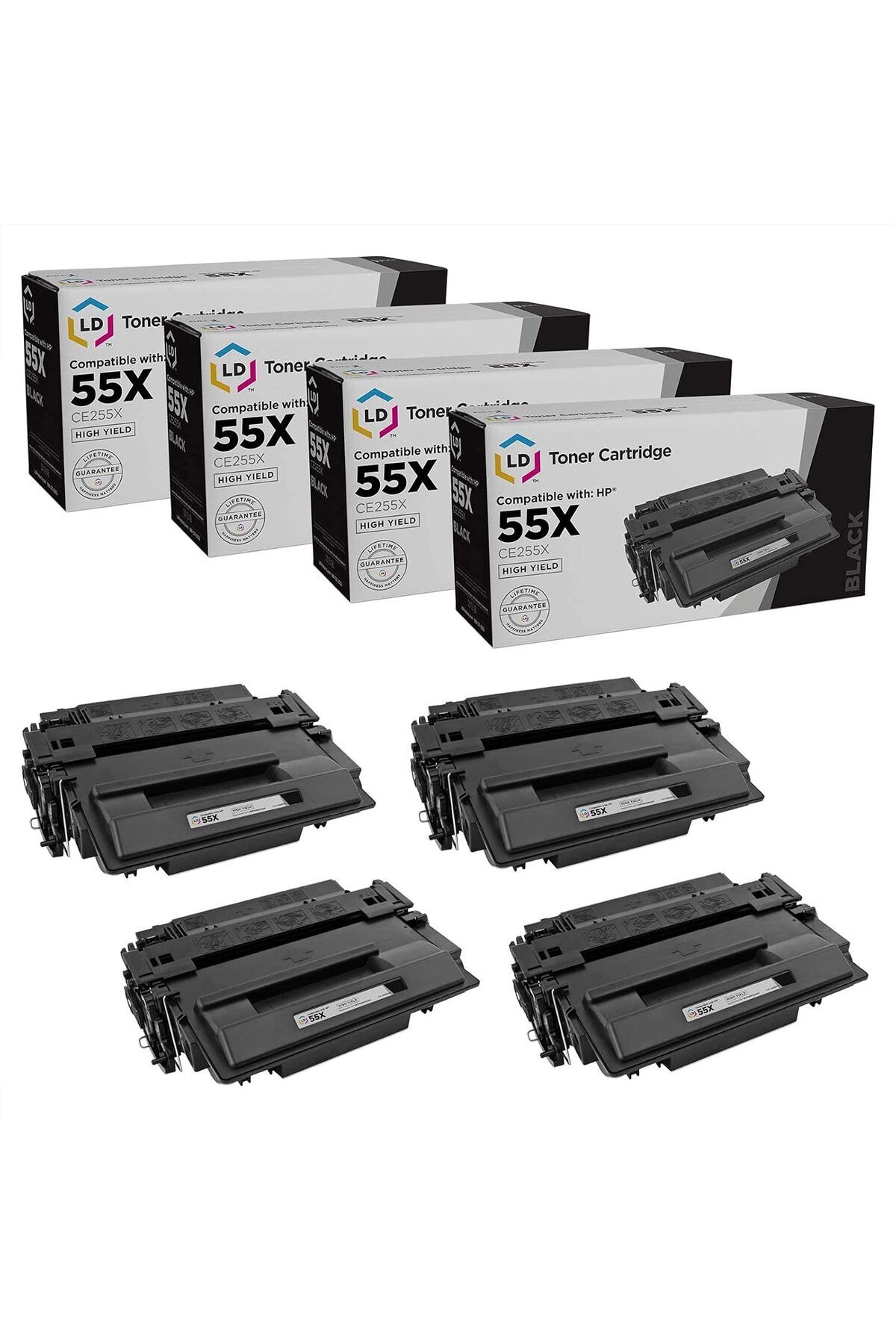 HP 55X Toner Cartridge for Laserjet P3015 P3015dn P3015x Pro 500 MFP M521dn M521dw M521 M525(4ADET)