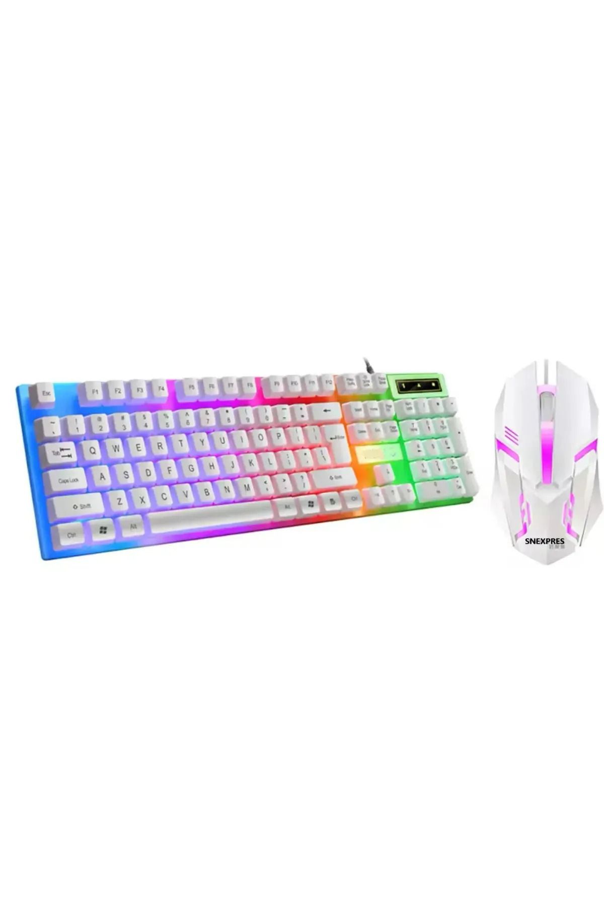 SNEXPRES 5in1 Oyuncu Klavye Mouse Mause Pad Seti Kablolu Rgb 1+1 Speaker Set Gamer Pc Oyun Seti Klavye