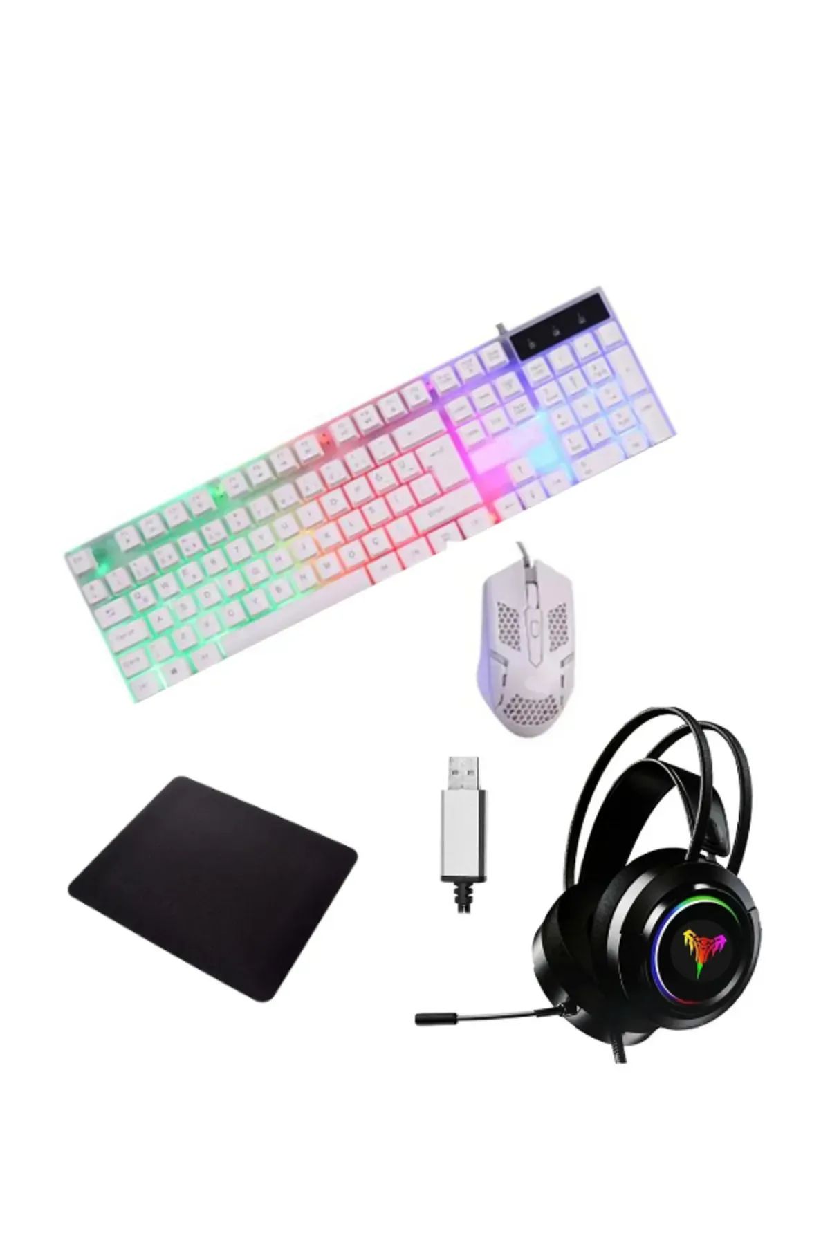 Everest Grup 5in1 Oyuncu Klavye Mouse Mause Pad Seti Kablolu Rgb 1+1 t Gamer Pc Oyun Seti Klavye Razer  Uyumlu