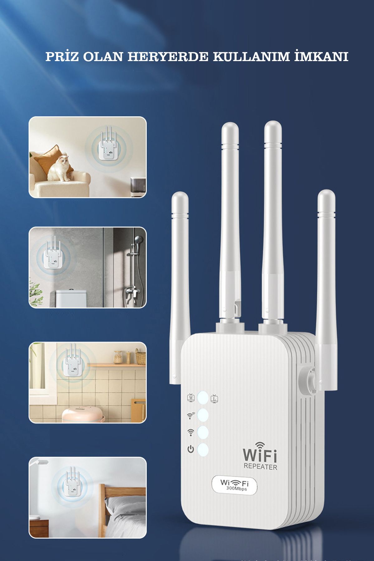 CONOCER 6 Antenli Wifi Repeater Sinyal Güçlendirici Access Point 300mbps Kablosuz Kolay Kurulum Repeater