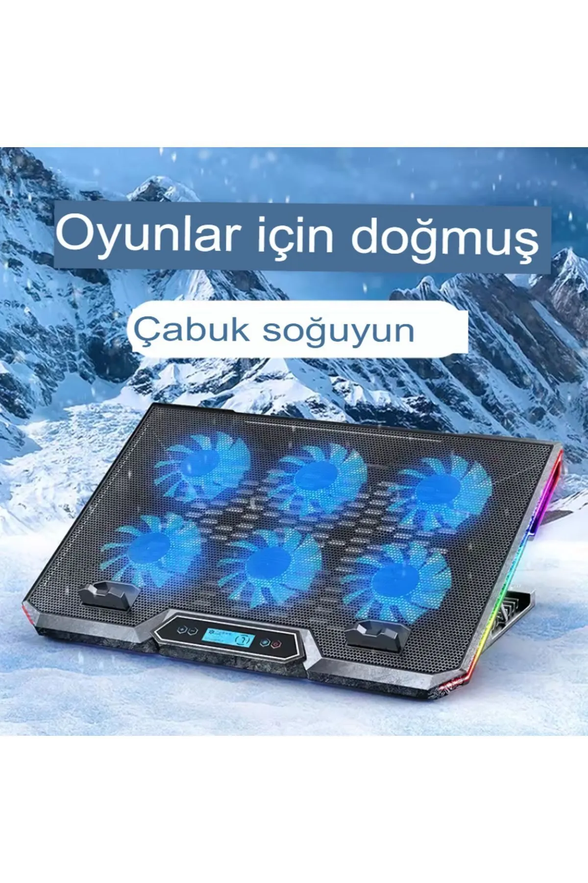 Reidan 6 Fanlı Laptop Notebook Soğutucu Ledli 2 Usb Led Işıklı Dizüstü Bilgisayar Standı Usb