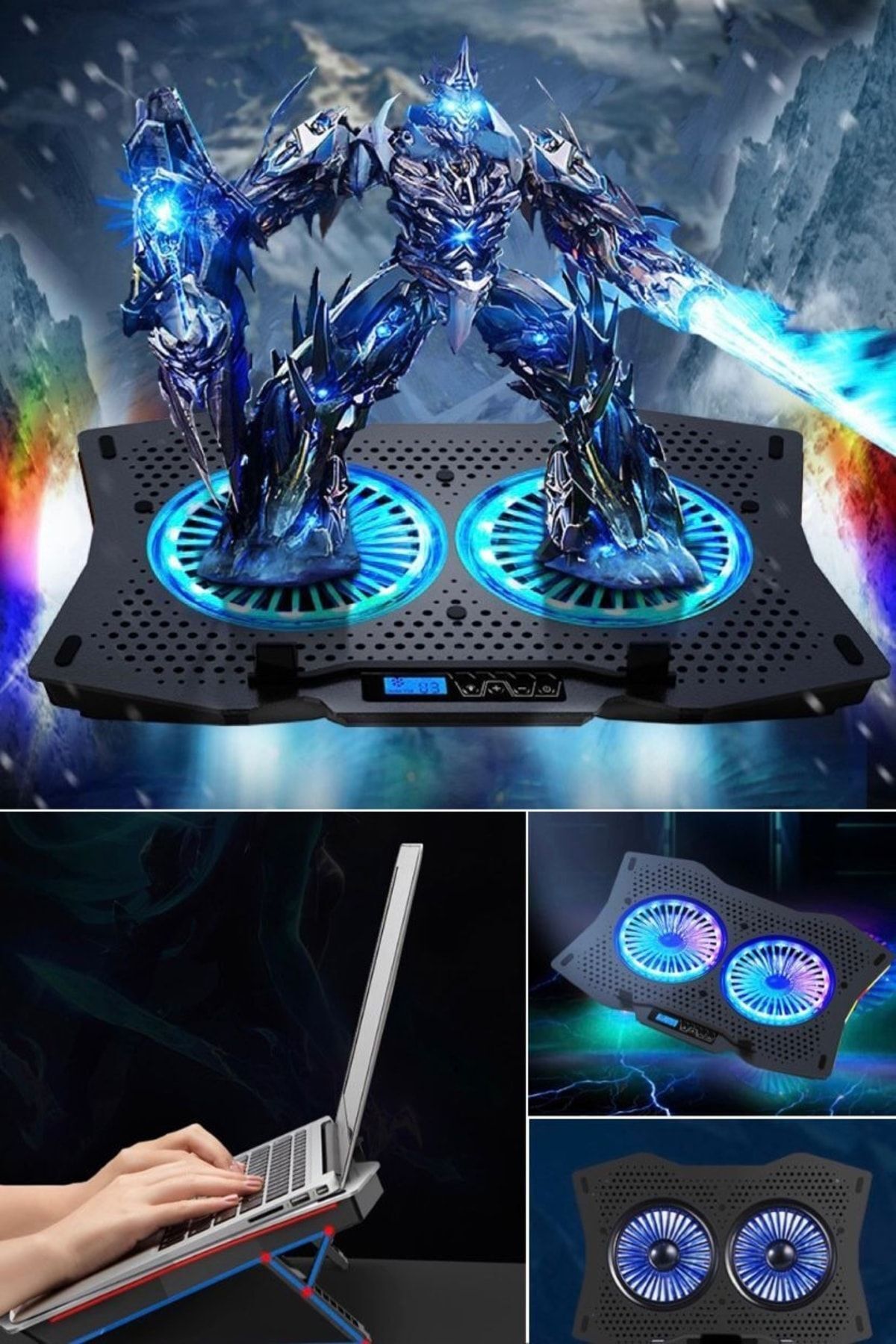 Utelips 6 Fanlı Rgb Ledli Gaming Notebook Stand Büyük Boy Fan Soğutucu Ultra Portatif Gamer Ekipmanı Şık Pro