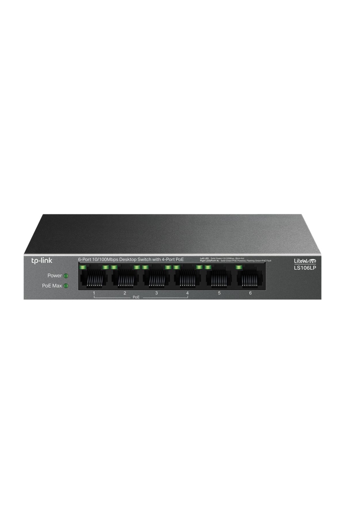 TP-Link 6 Port 10-100 Mbps 4 Port Poe+ 10-100 Mbps Switch Metal Kasa