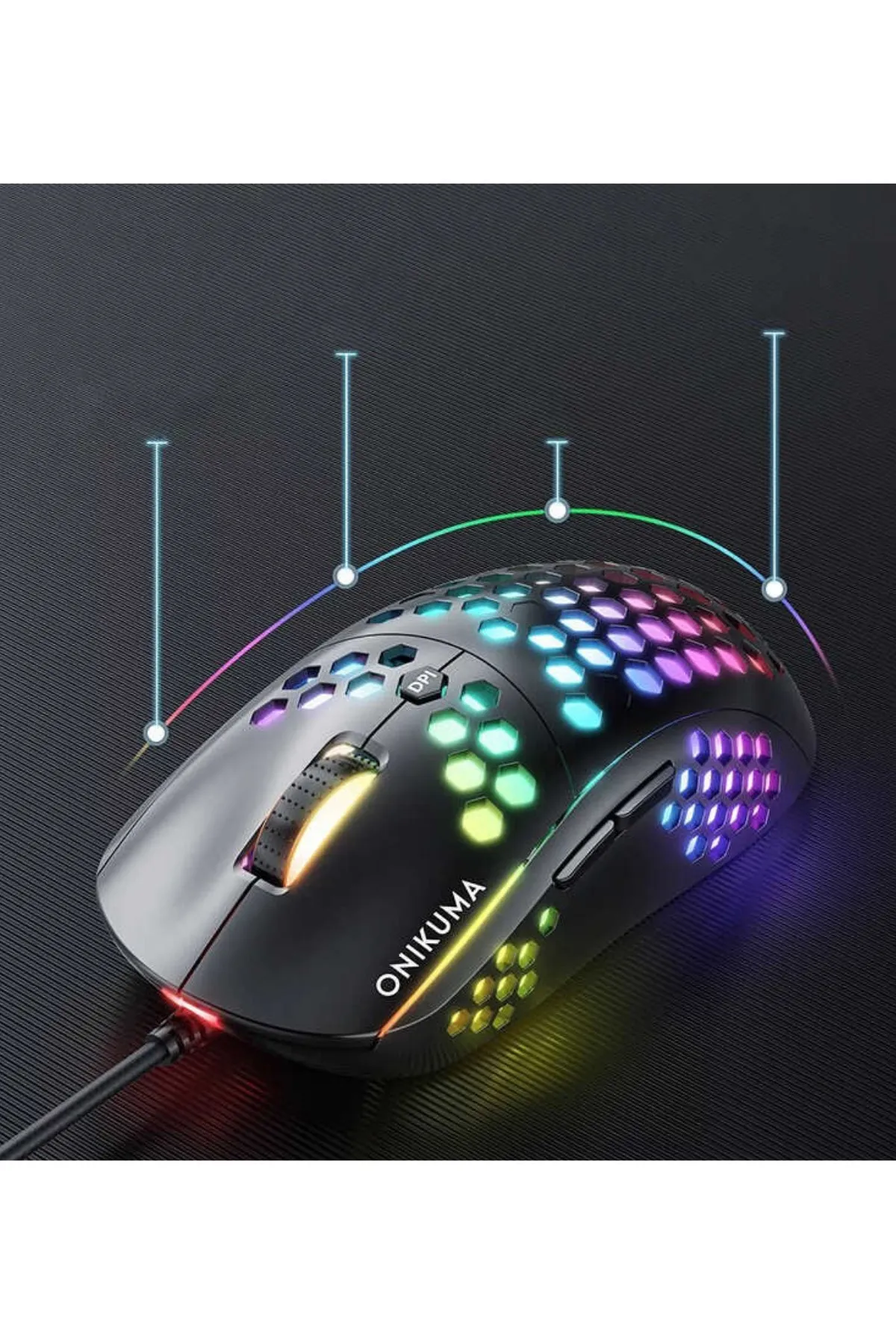 Genel Markalar 6 Tuşlu 6400 Dpi Rgb Ergonomik Profesyonel Makrolu Gaming Oyuncu Mouse Onikuma Cw903