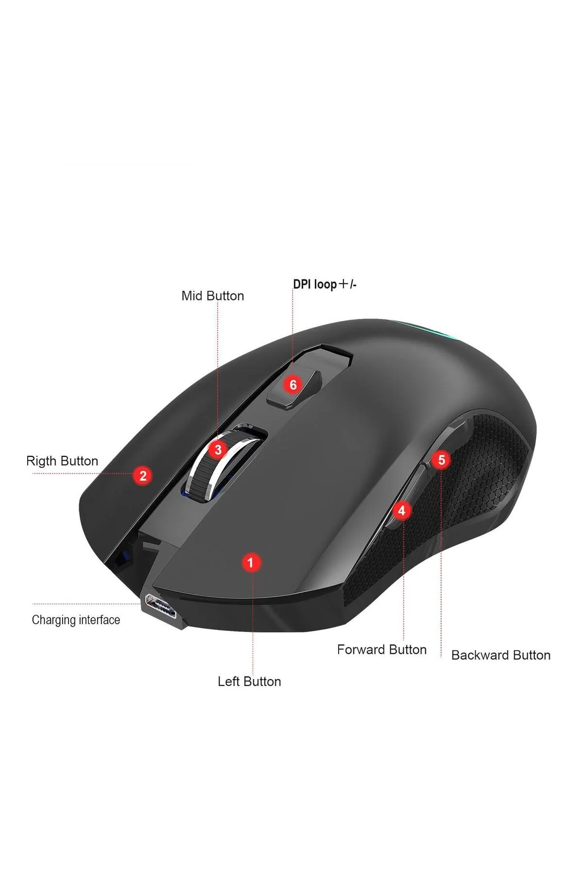 Valkyrie 6 Tuşlu Şarjlı Sessiz 2400dpı Kablosuz Gaming Mouse