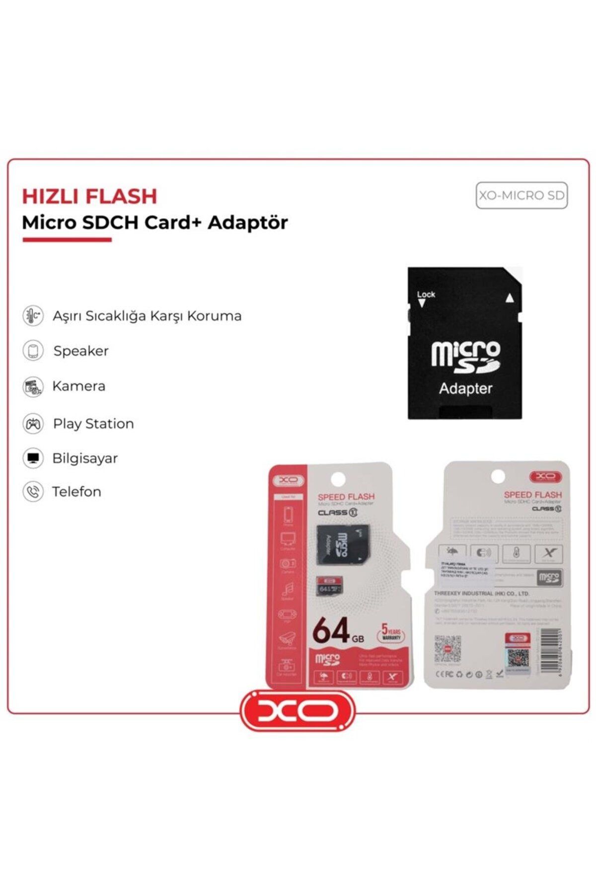 Xo 64 GB Class 10 Hızlı Veri Yazma Ve Silme Özellikli Micro SD Hafıza Kartı MEMORY CARD