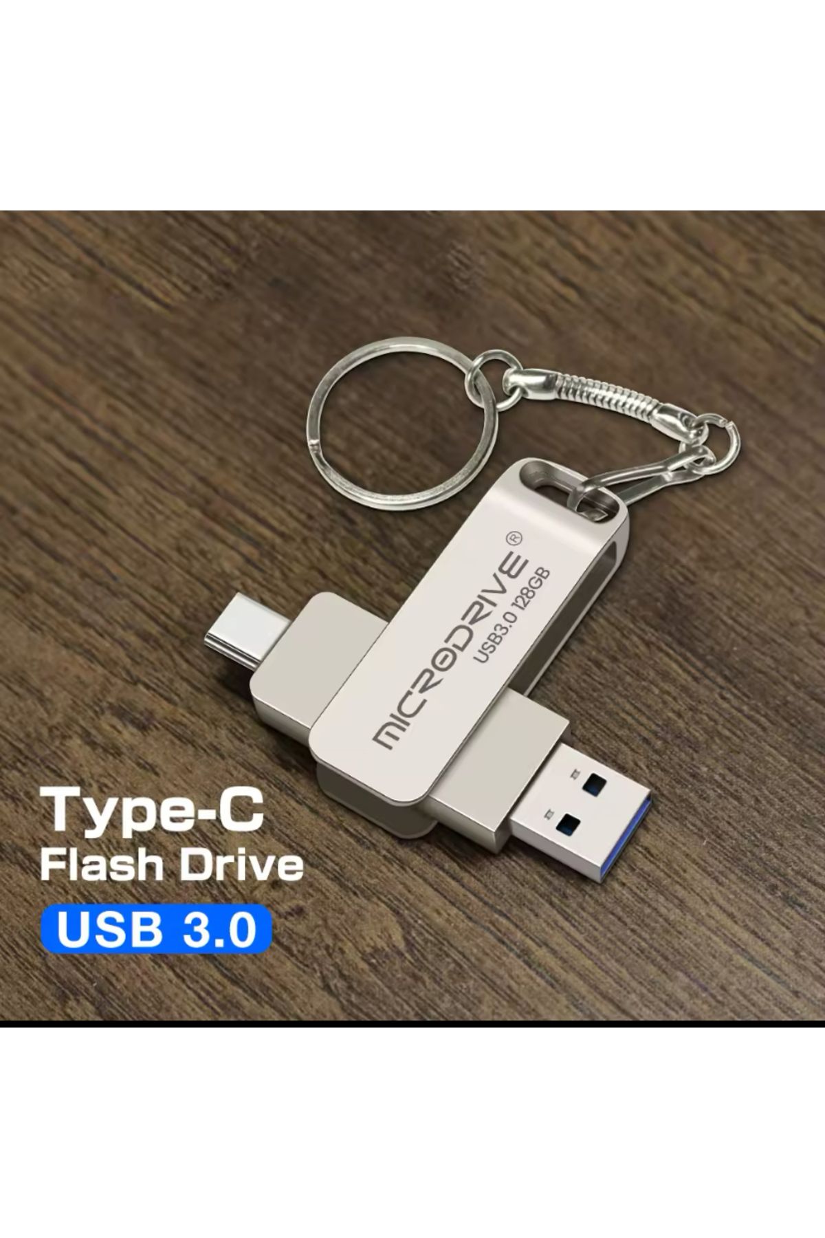 MicroDrive 64 GB FLAŞ BELLEK USB MİNİ METAL 3,0 ÇİFT BAŞLIK TYP-C GÜMÜŞ USB DEPOLAMA