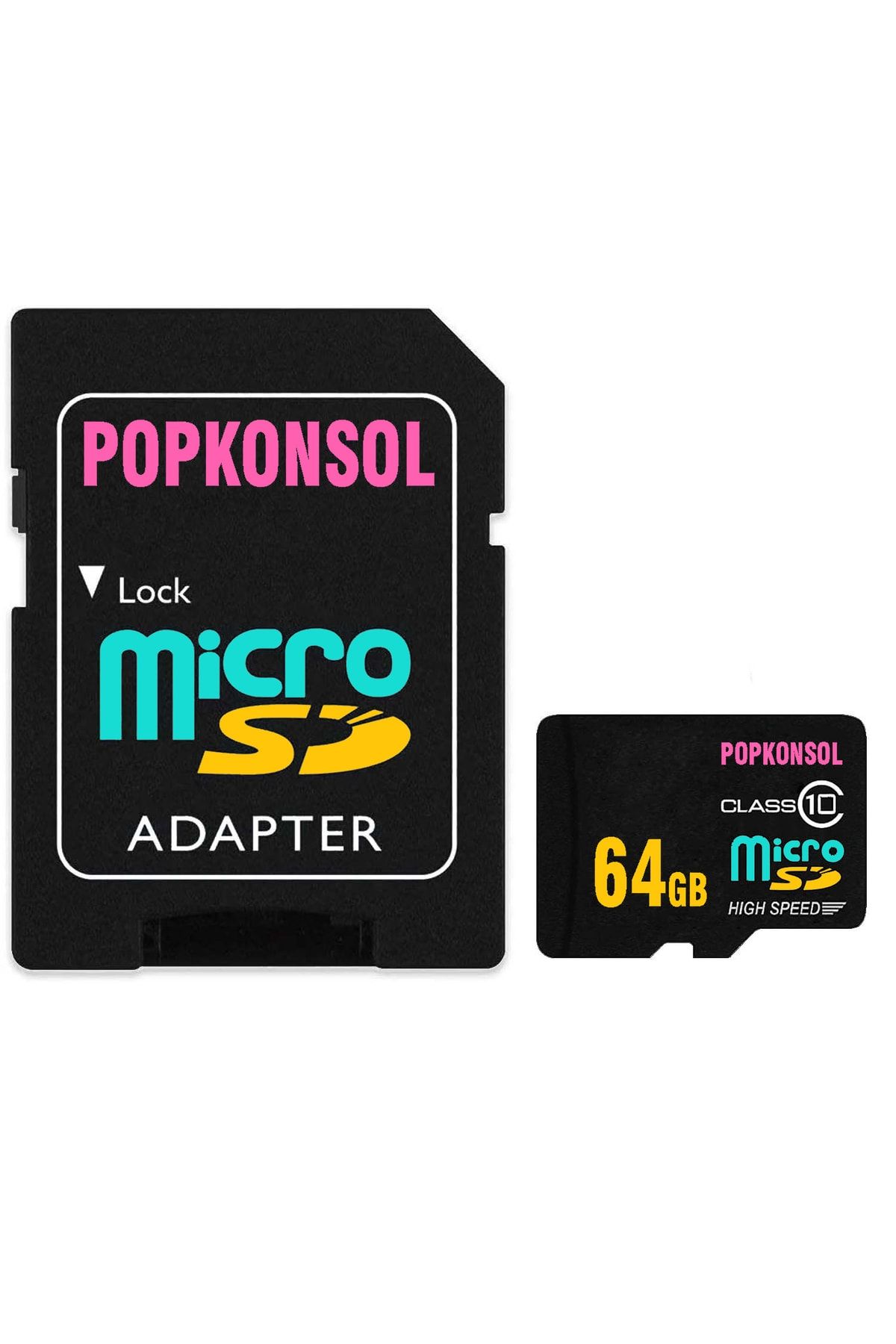 POPKONSOL 64 Gb Mikro Sd Hafıza Kartı Class 10 Yüksek Hızlı Mikro Sd Kart High Speed Micro Sd Card