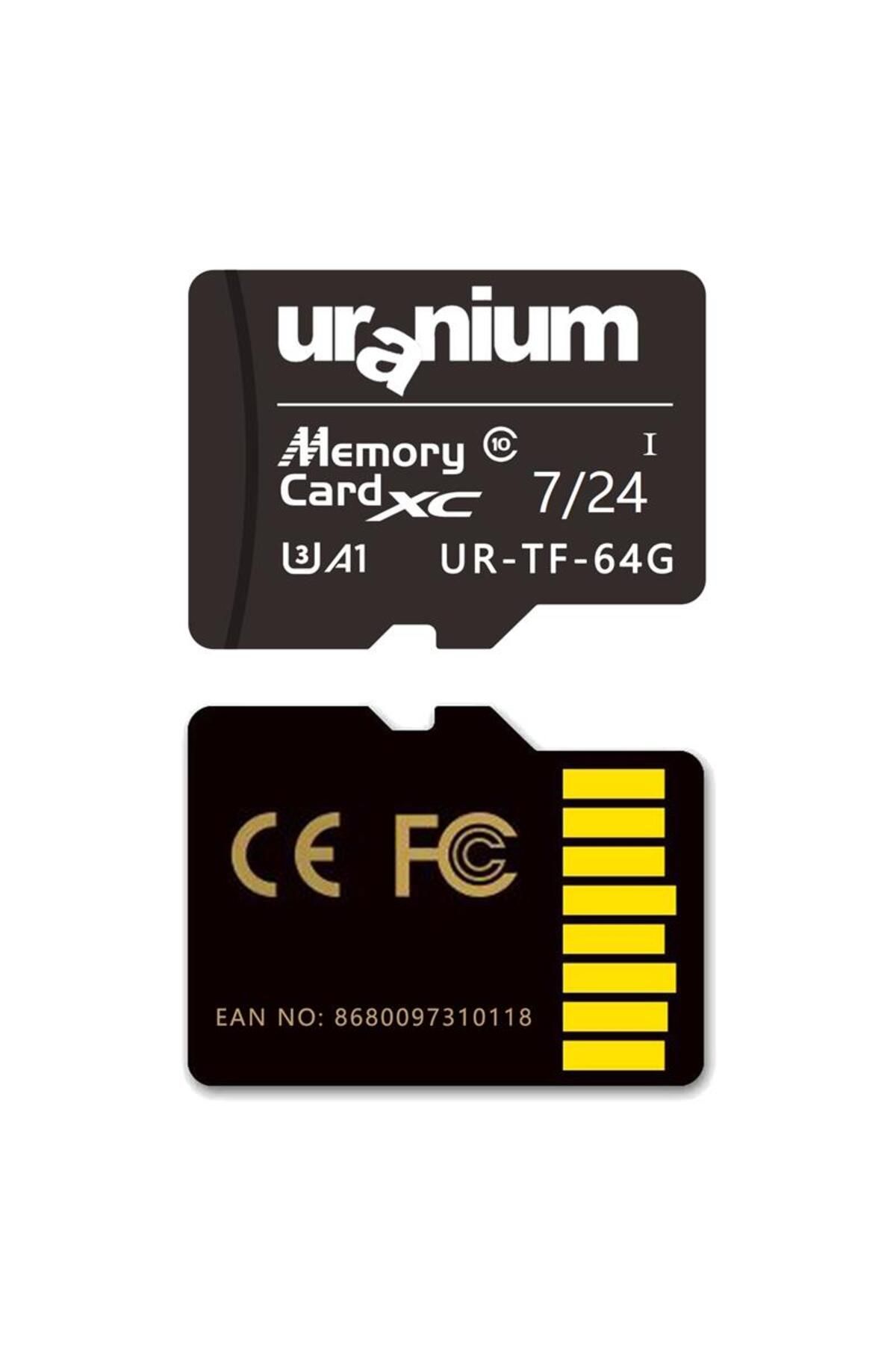 URANIUM 64 GB URANIUM UR-TF-64G MICRO SD CARD 7/24 SURVEILLANCE 60/30MBS HAFIZA KARTI (3 YIL GARANTİ)