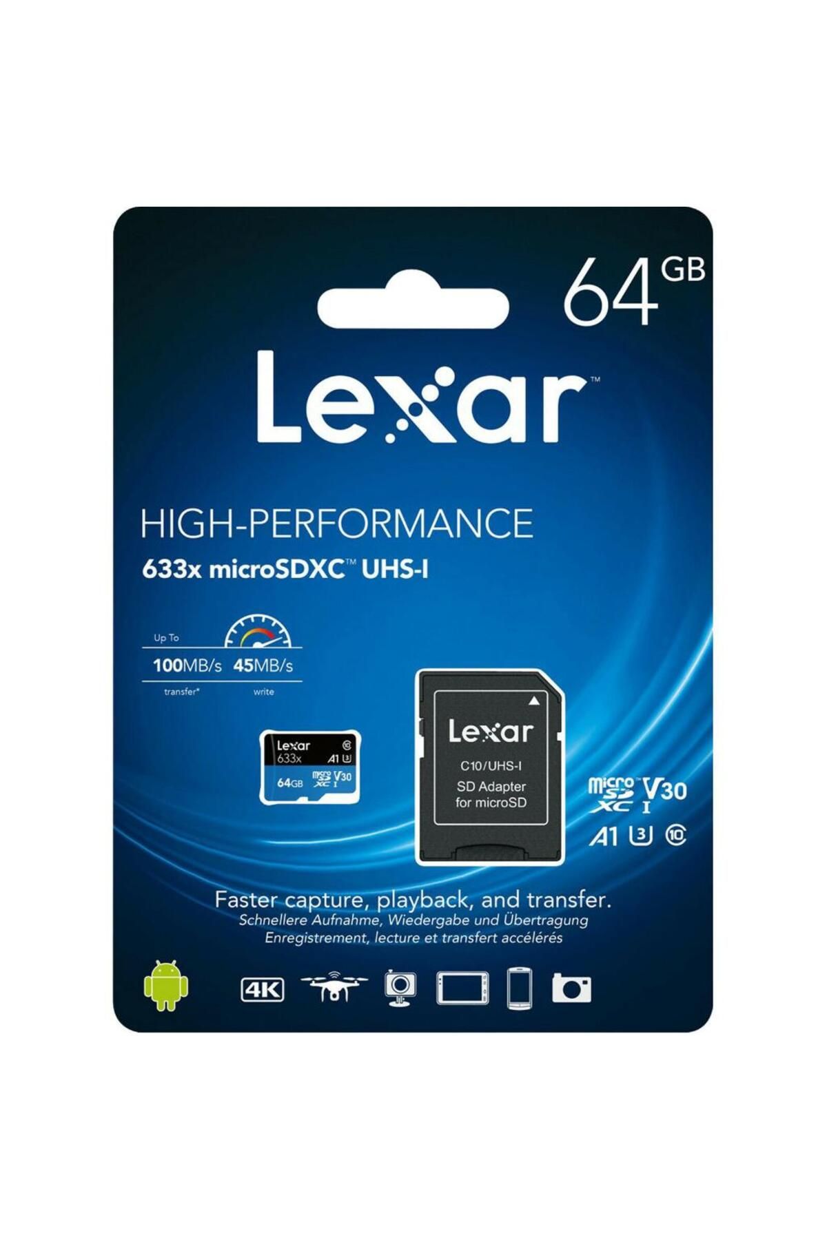 Lexar 64GB 2'li Paket 633X 100MB/s MicroSDXC Hafıza Kartı