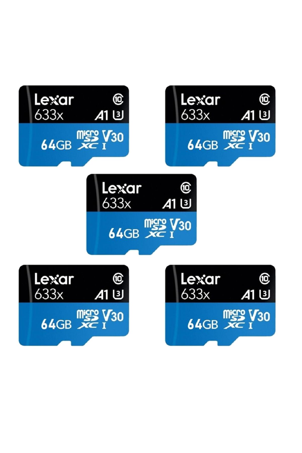 Lexar 64GB 5'li Paket 633X 100MB/s MicroSDXC Hafıza Kartı