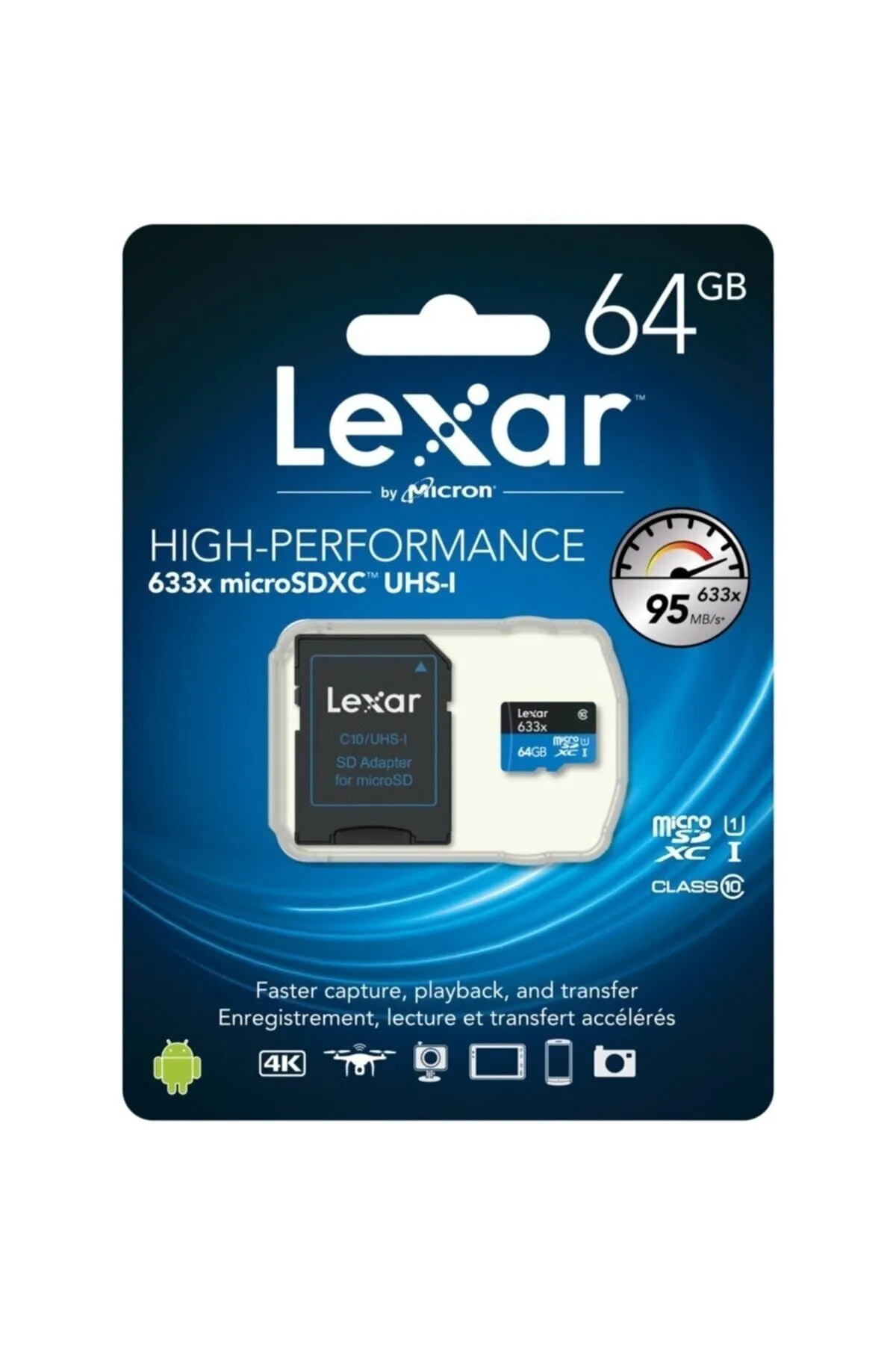 Lexar 64gb 633x Microsdxc Class10 U3 Uhs-ı Hafıza Kartı + Sd Adapter (95mb/s) Lsdmı64gbbeu633a