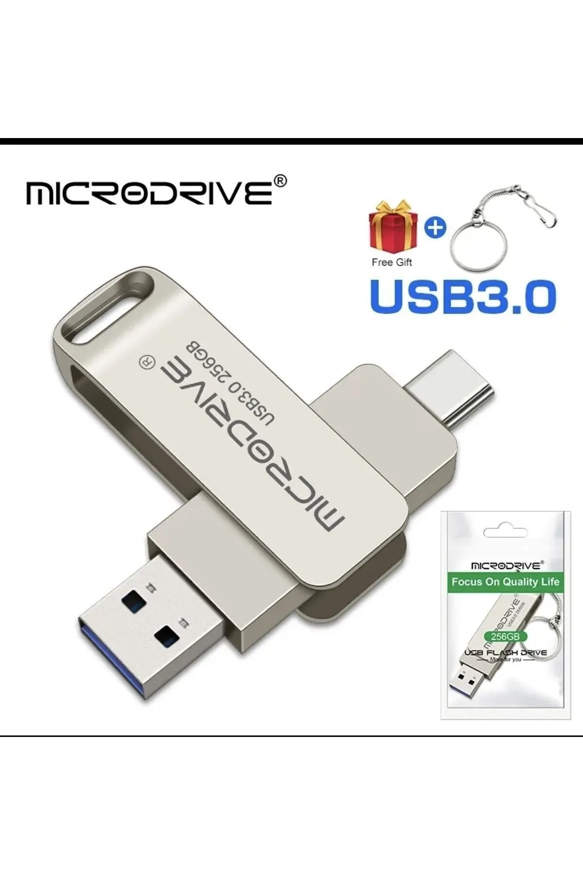 MicroDrive 64gb. Type-c Ve Usb 3.0 Hızlı Usb Flash Bellek Otg Çift Girişli Metal Sağlam Orginal