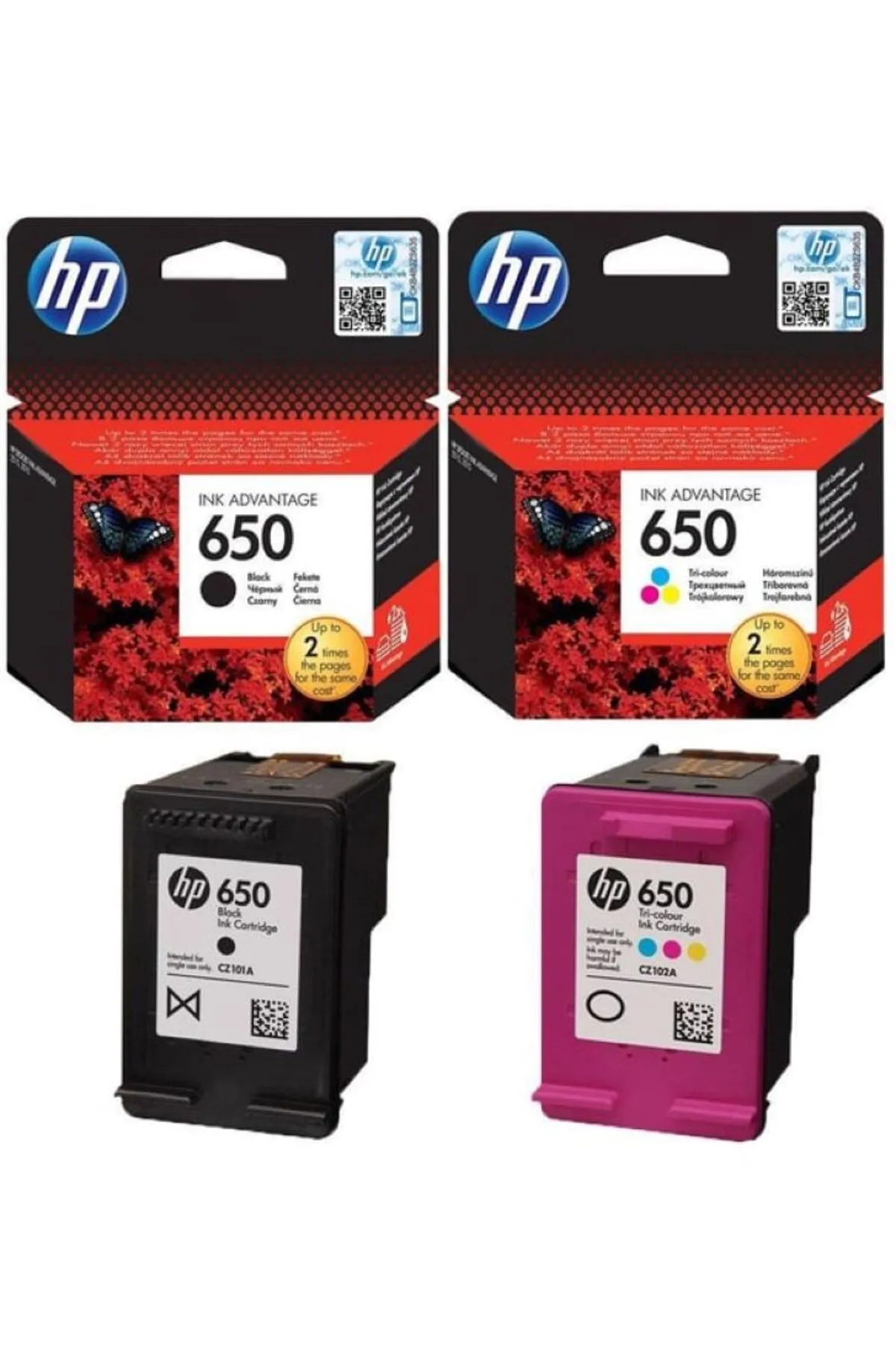 HP 650 SİYAH VE RENKLİ KARTUŞ SETİ (HP CZ101A +HP CZ102A)