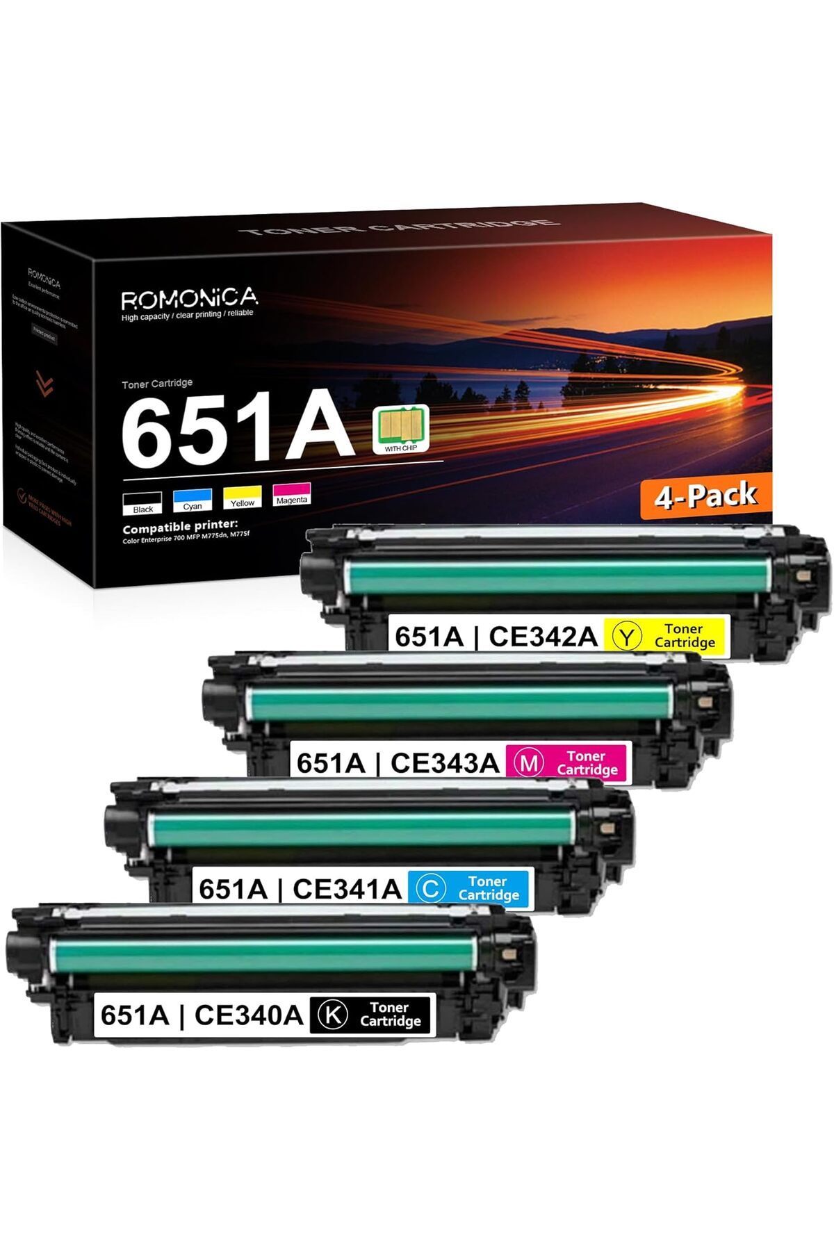 HP 651A CE340A CE341A CE342A CE343A Toner Color Enterprise 700 MFP M775f M775z M775dn TAKIM