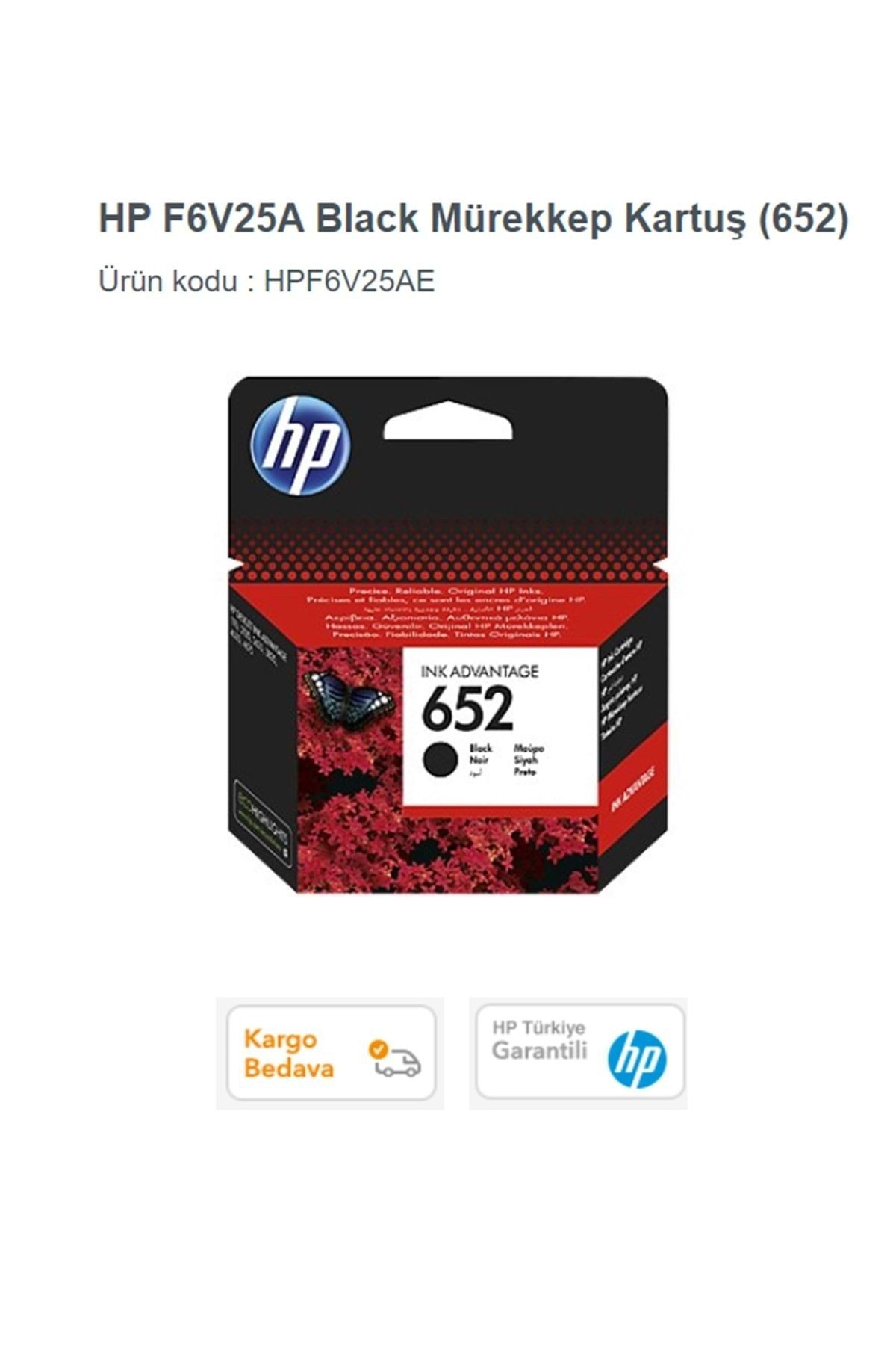 HP 652 Black Orjinal Mürekkep Kartuş ( F6v25ae)